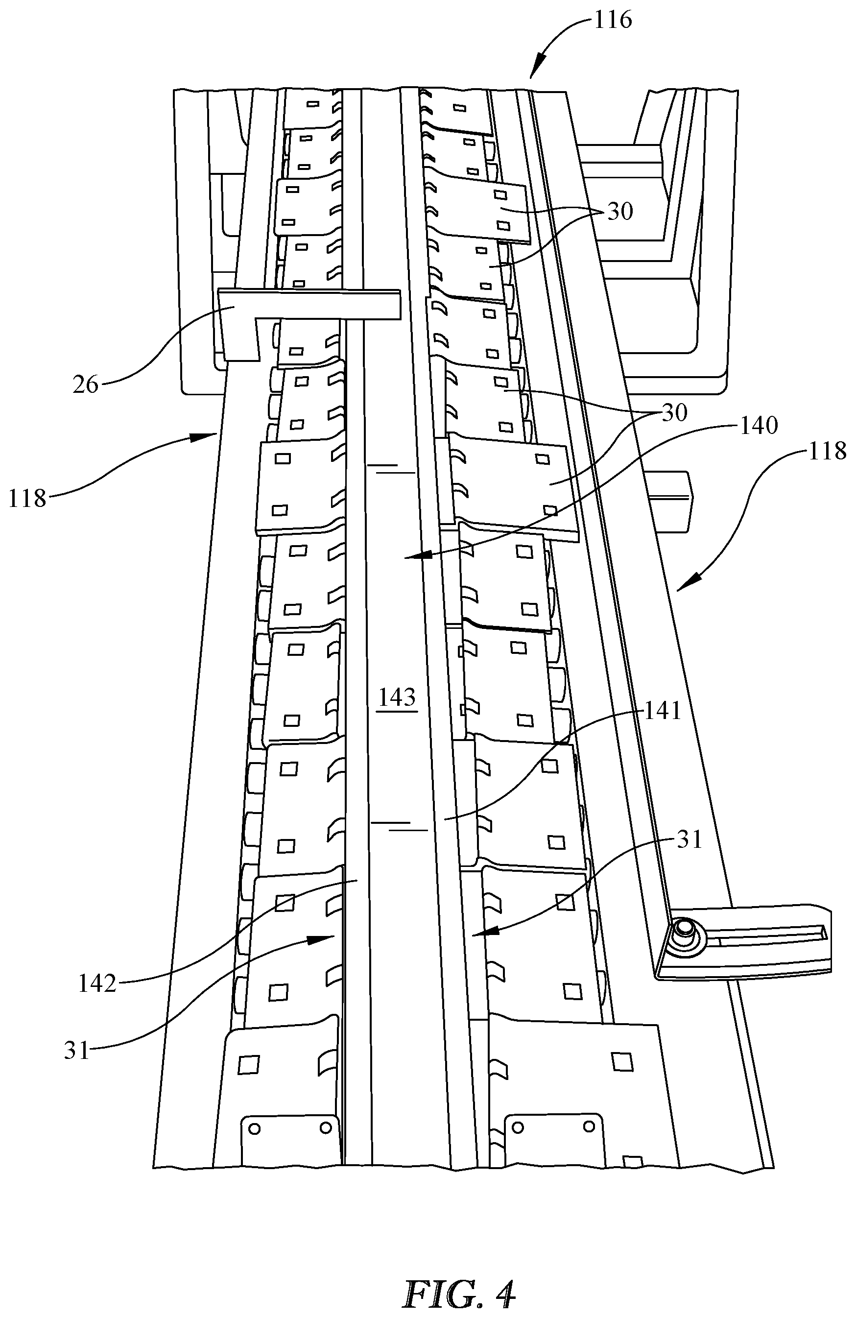 Patent US11772903 Figure 4 – Tie plate dispenser and method therefore
