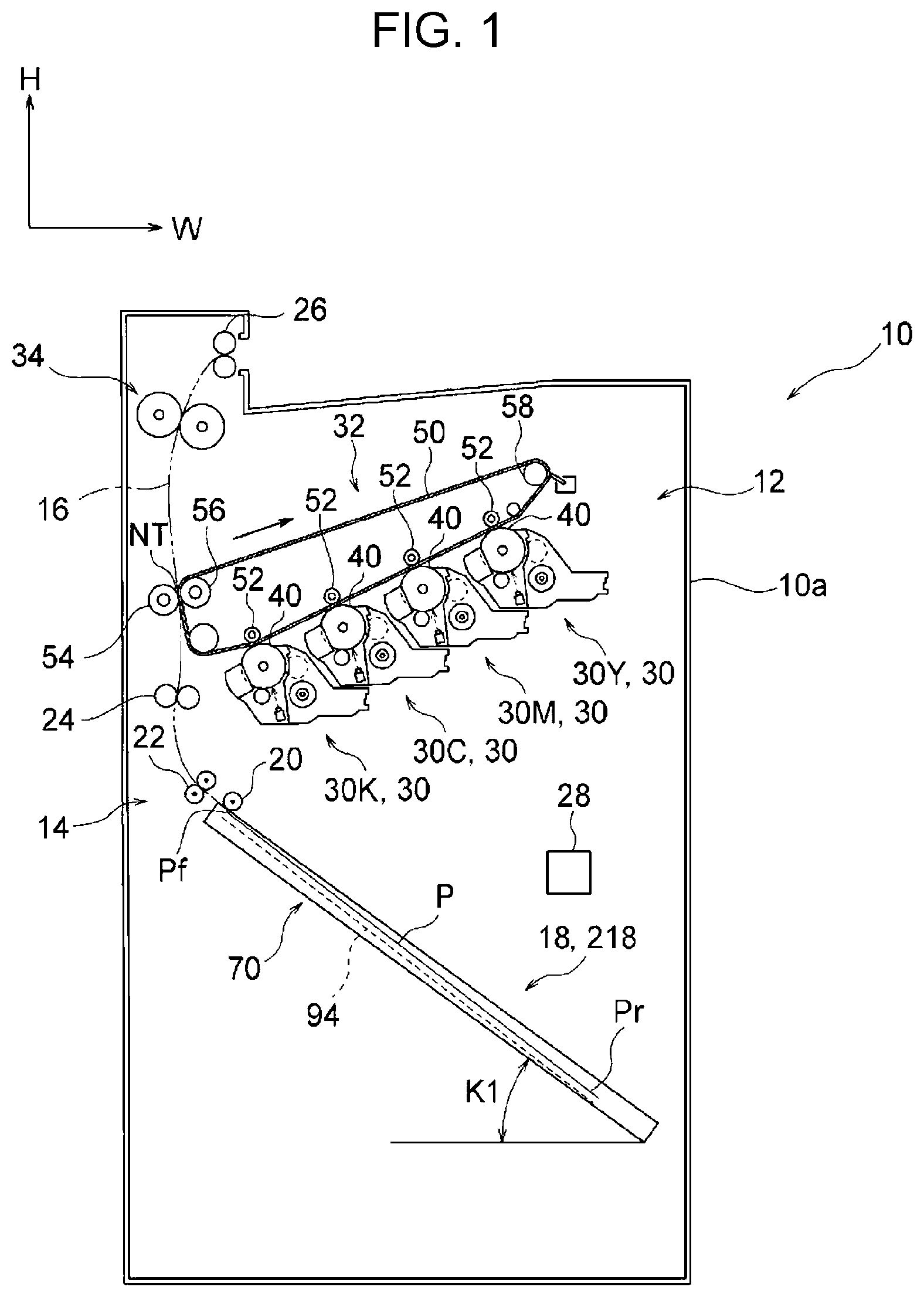Patent US11772916 Figure 1 – Container member and image forming apparatus with container body containing and tilting recording medium