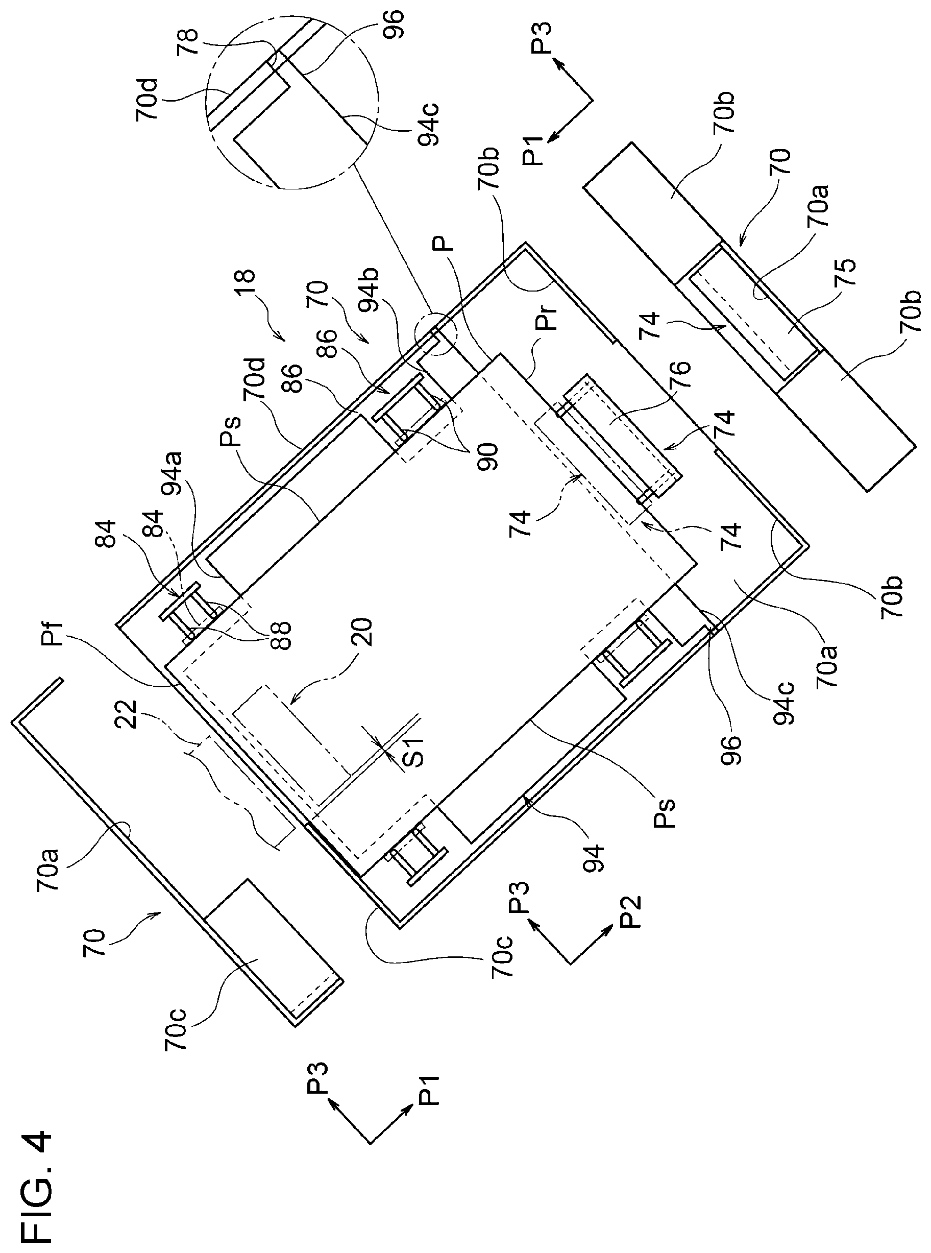 Patent US11772916 Figure 4 – Container member and image forming apparatus with container body containing and tilting recording medium
