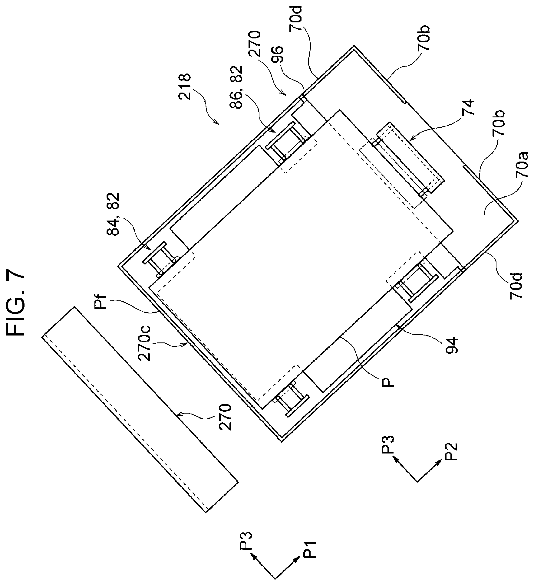 Patent US11772916 Figure 7 – Container member and image forming apparatus with container body containing and tilting recording medium