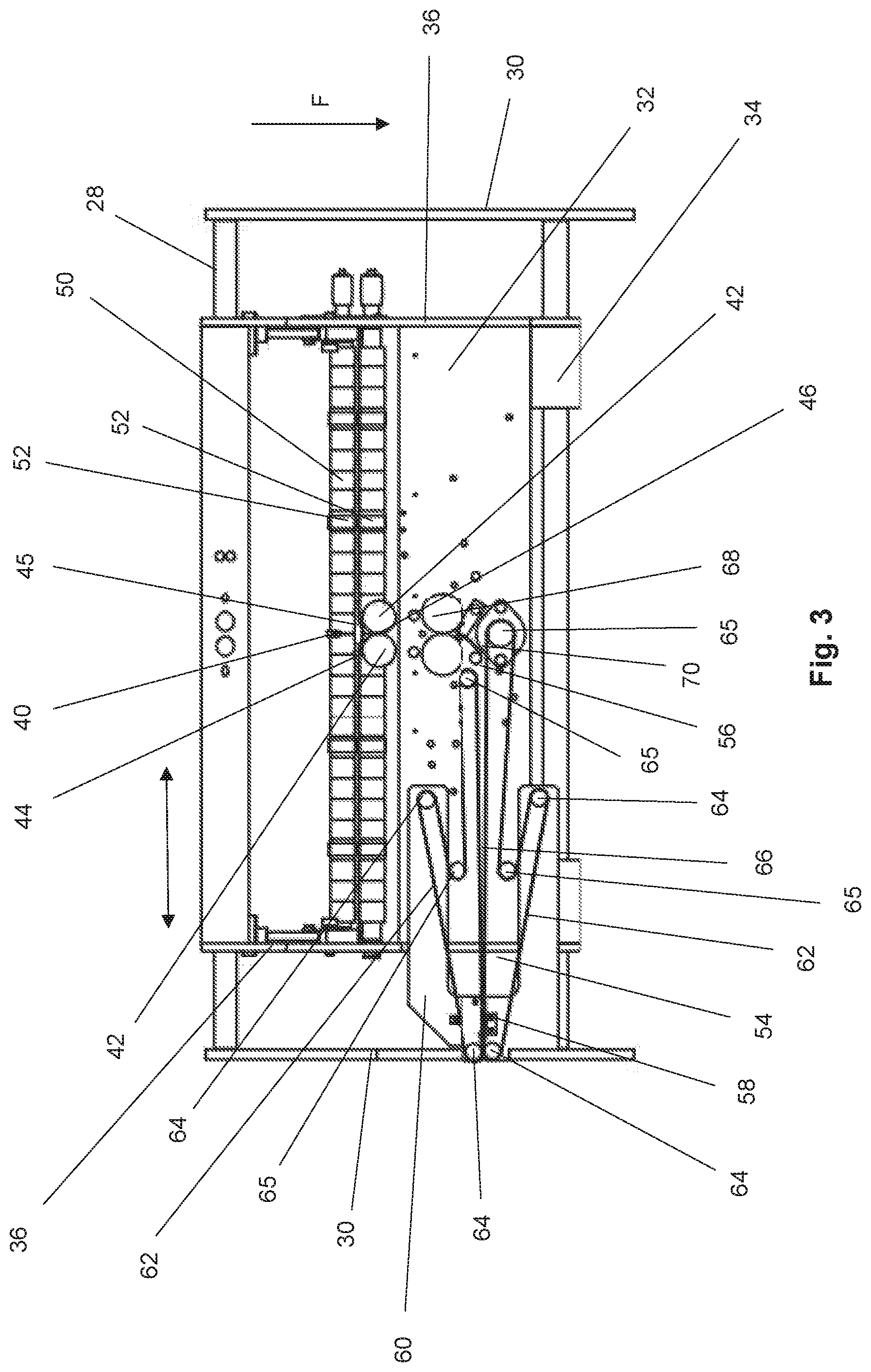 Patent US11772927 Figure 3 – Cross-fold module for a folding machine, and folding machine equipped therewith