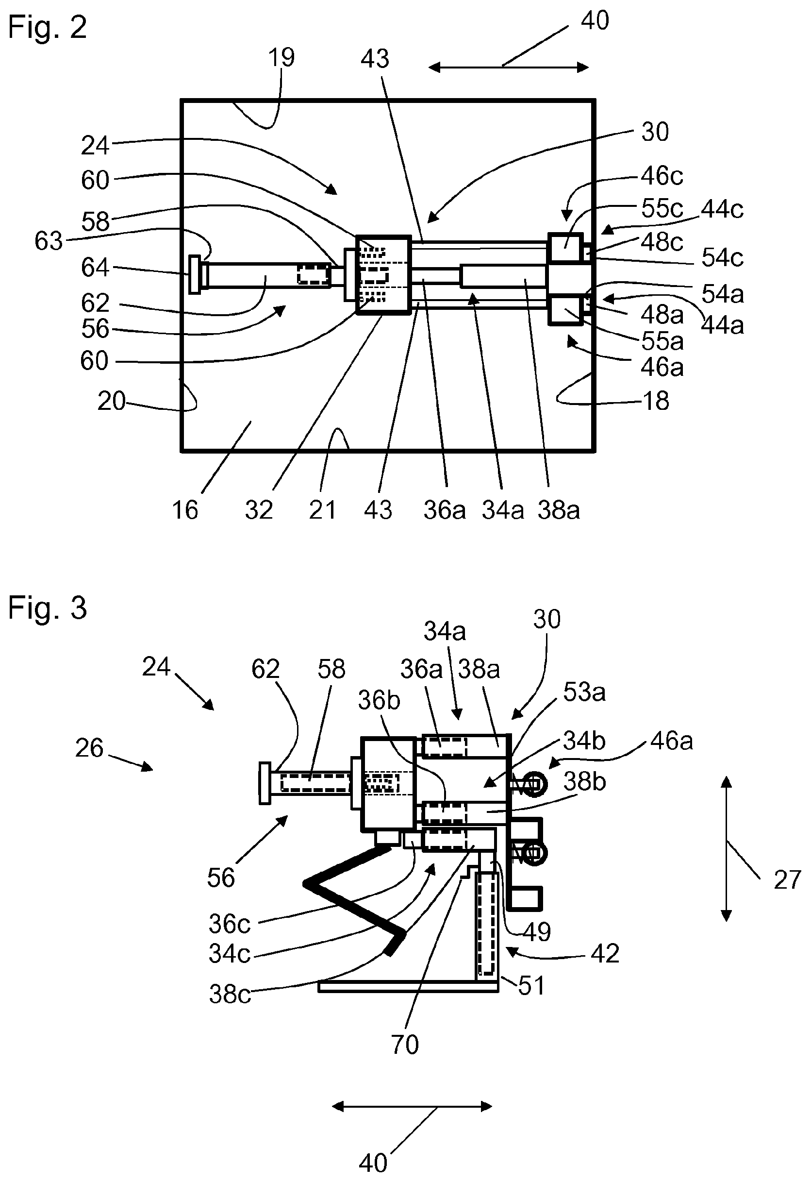Patent US11772934 Figure 2 – Mounting frame for displacing and fixing in a shaft