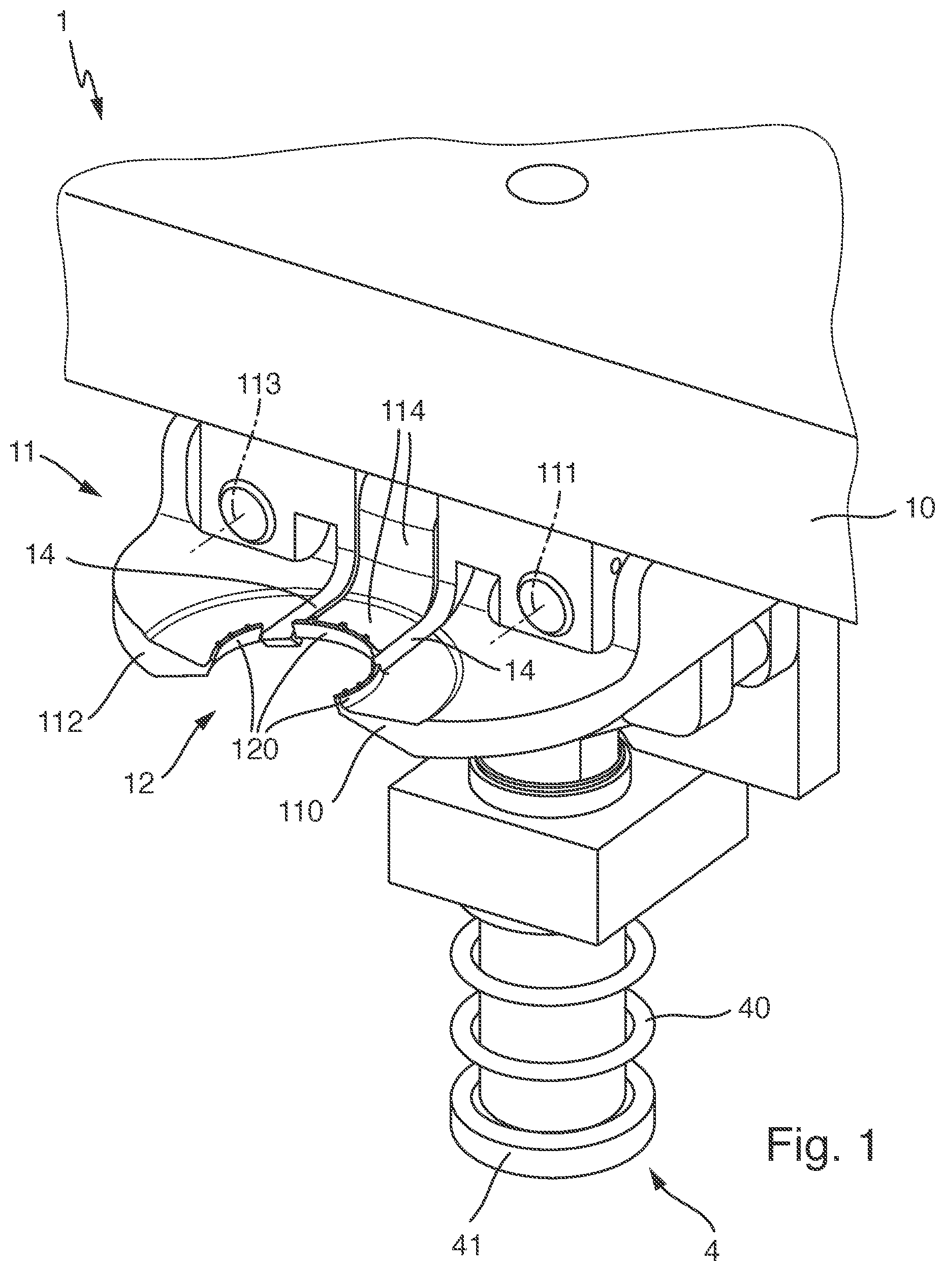 Patent US11772949 Figure 1 – Device for holding a container and closing device