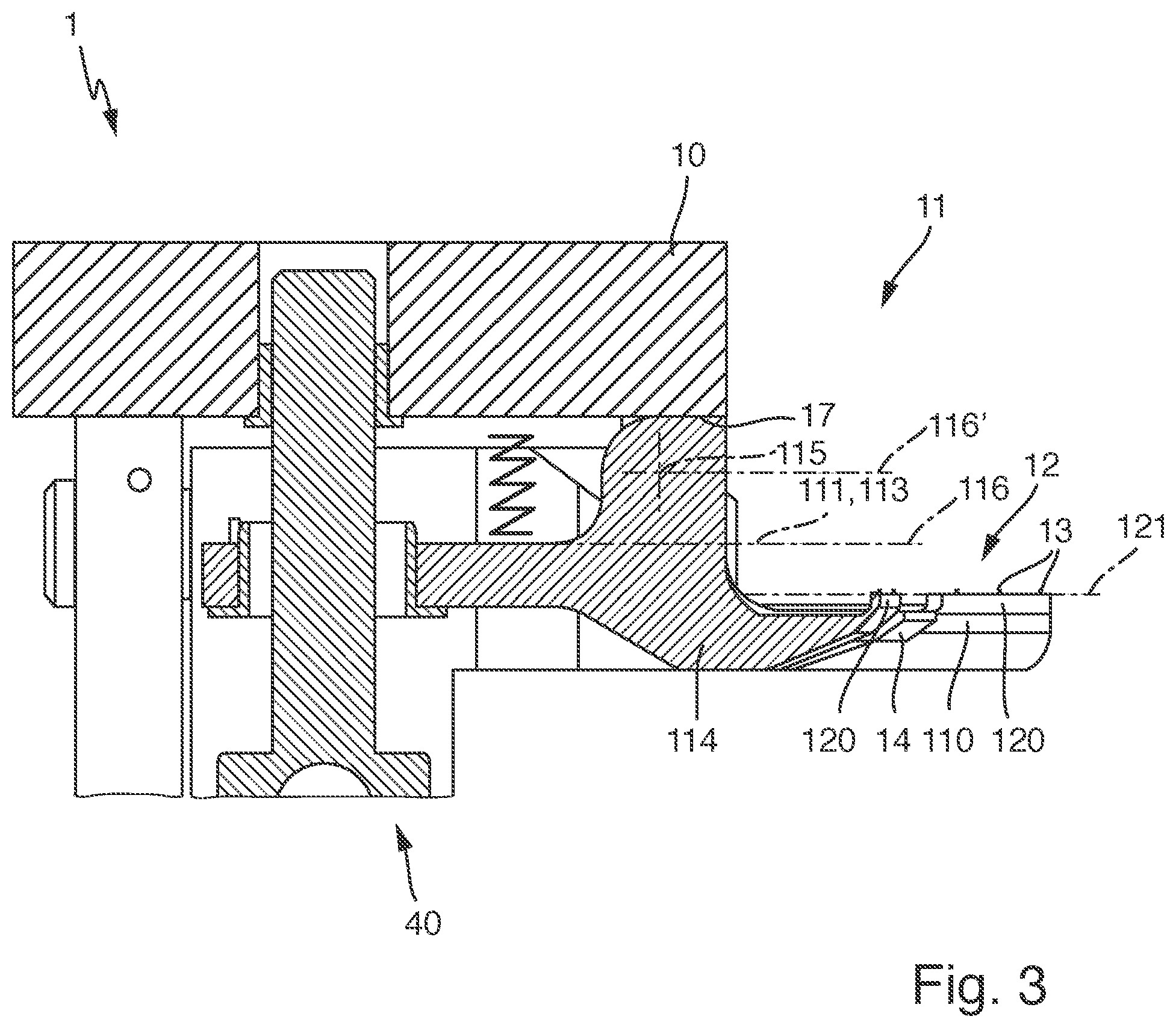 Patent US11772949 Figure 3 – Device for holding a container and closing device