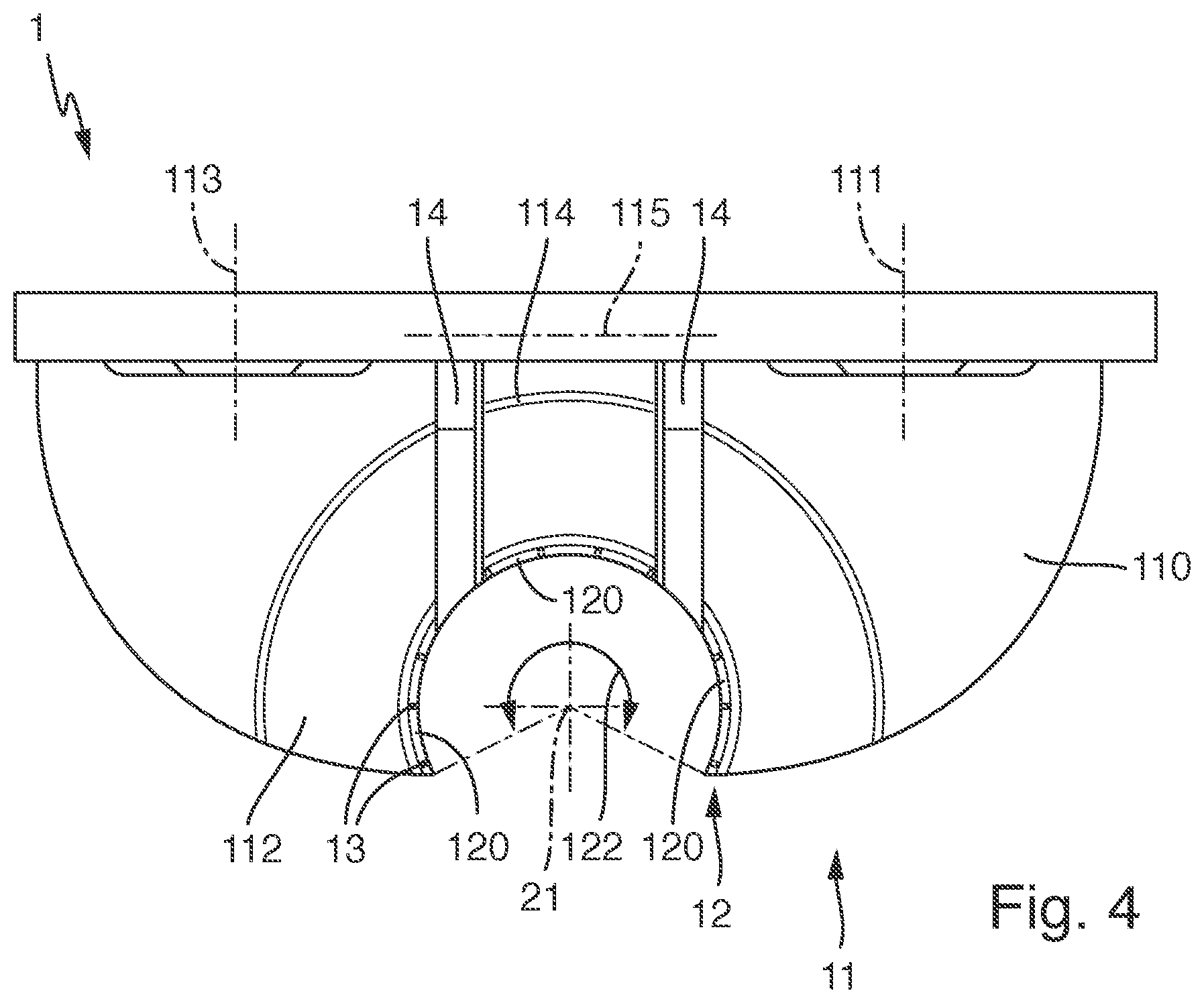 Patent US11772949 Figure 4 – Device for holding a container and closing device