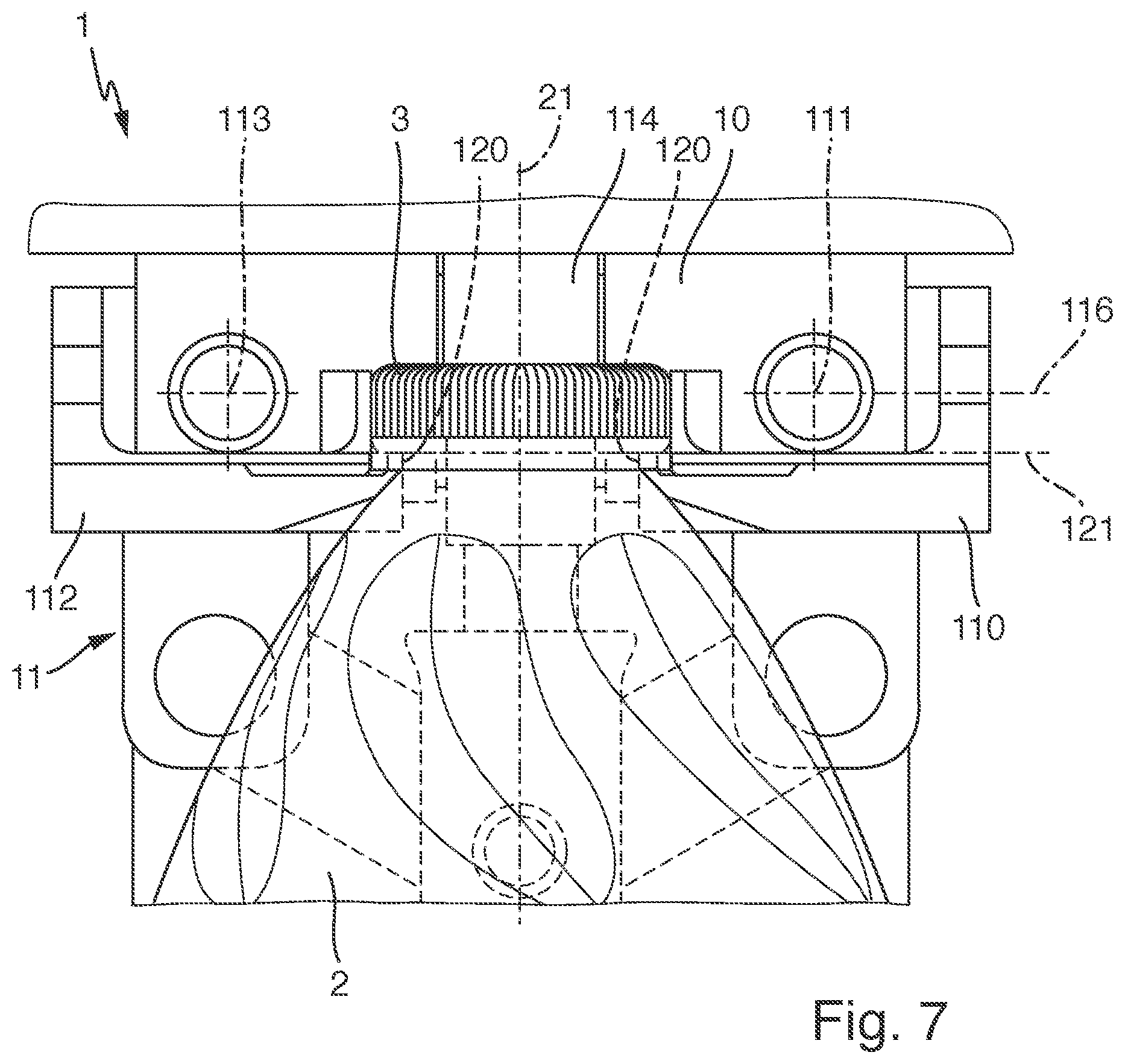 Patent US11772949 Figure 7 – Device for holding a container and closing device