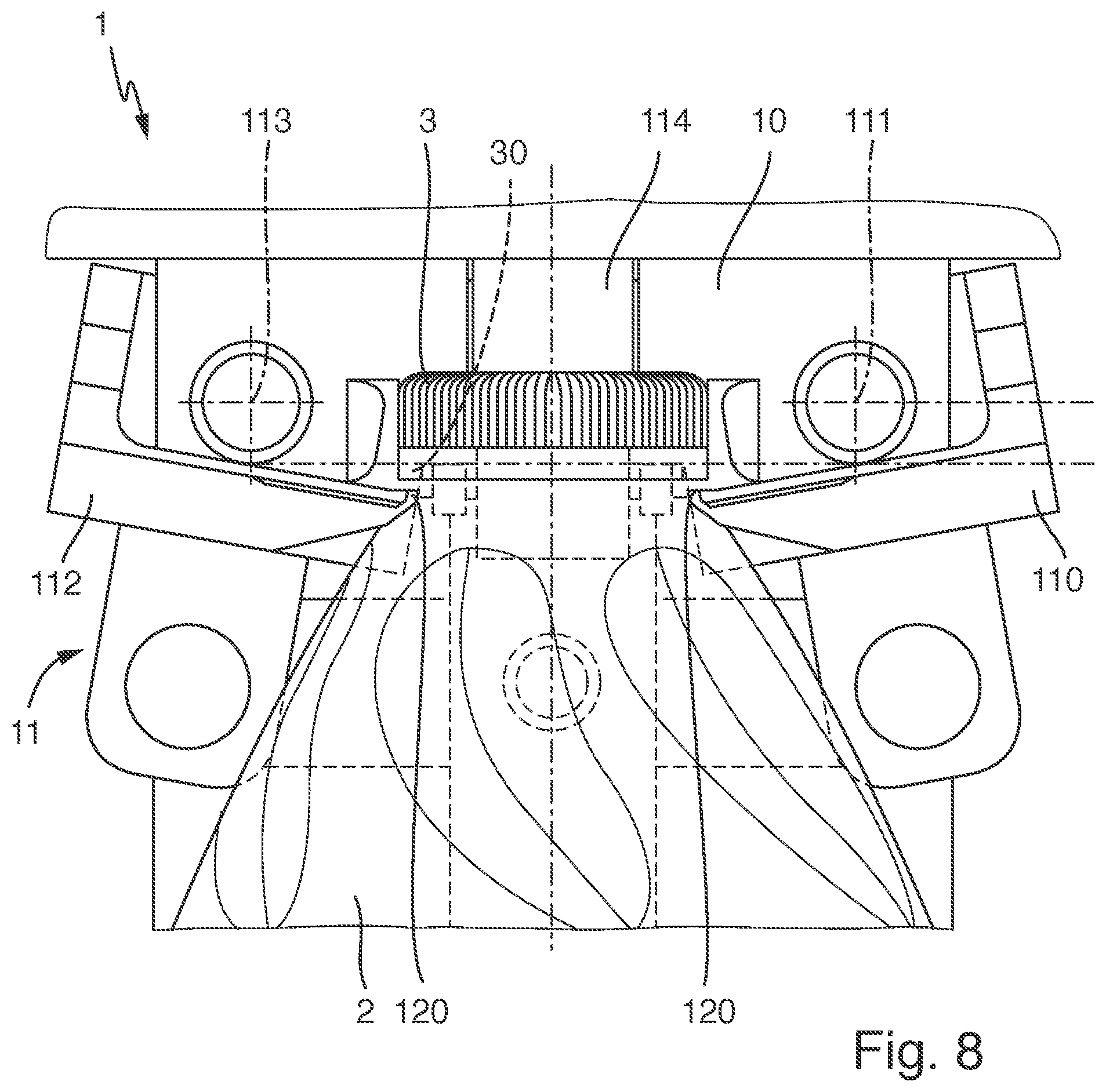 Patent US11772949 Figure 8 – Device for holding a container and closing device