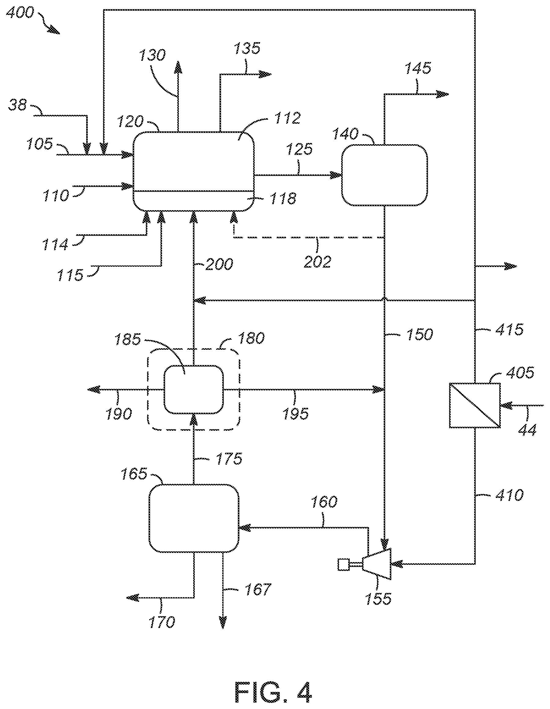 Patent US11772966 Figure 4 – Integrated hydrogen production and bio-renewable conversion process