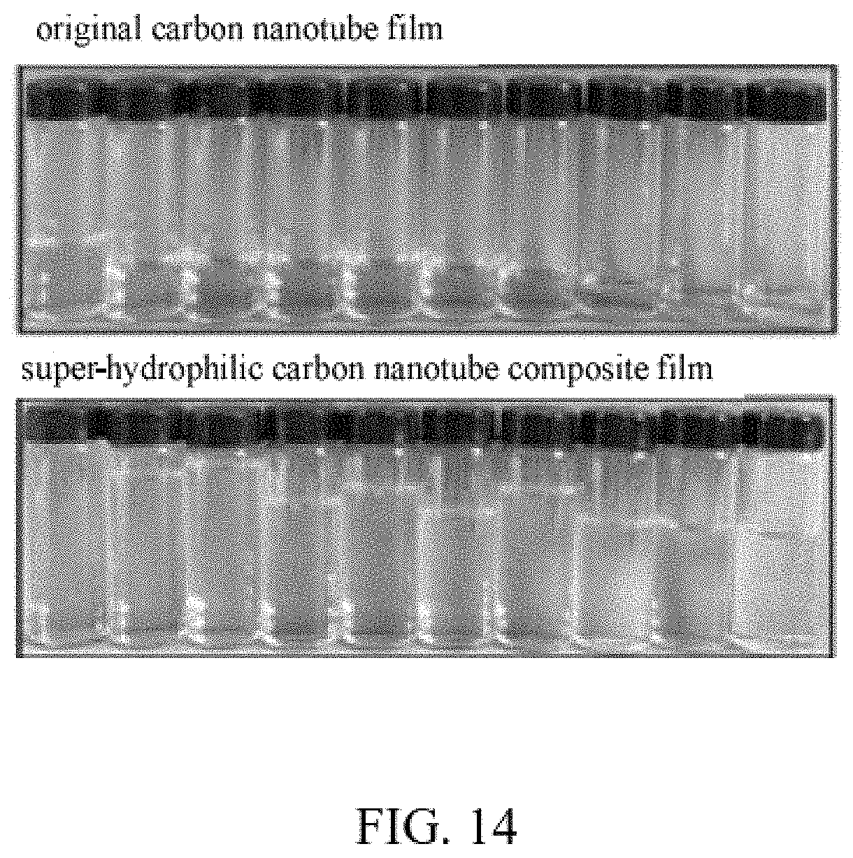 Patent US11772973 Figure 14 – Super-hydrophilic carbon nanotube composite film and method for making the same