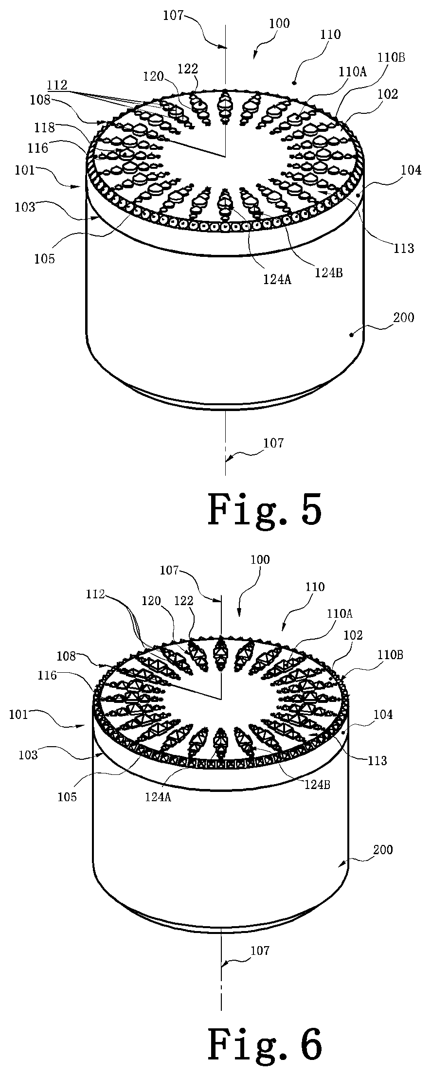 Patent US11772977 Figure 3 – Polycrystalline diamond compact table with polycrystalline diamond extensions therefrom