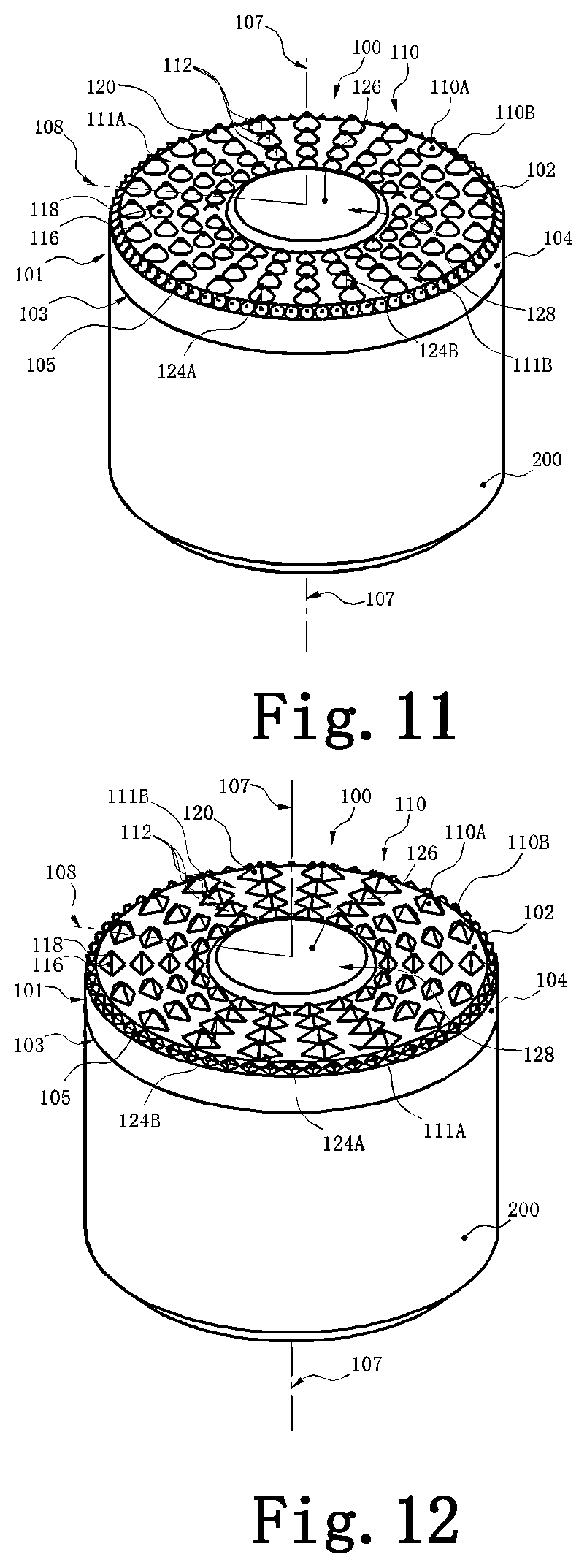 Patent US11772977 Figure 6 – Polycrystalline diamond compact table with polycrystalline diamond extensions therefrom
