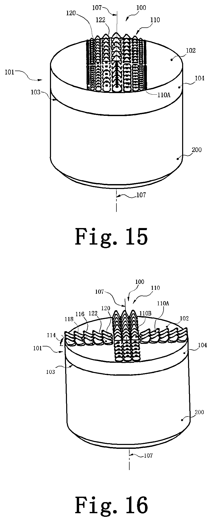Patent US11772977 Figure 8 – Polycrystalline diamond compact table with polycrystalline diamond extensions therefrom