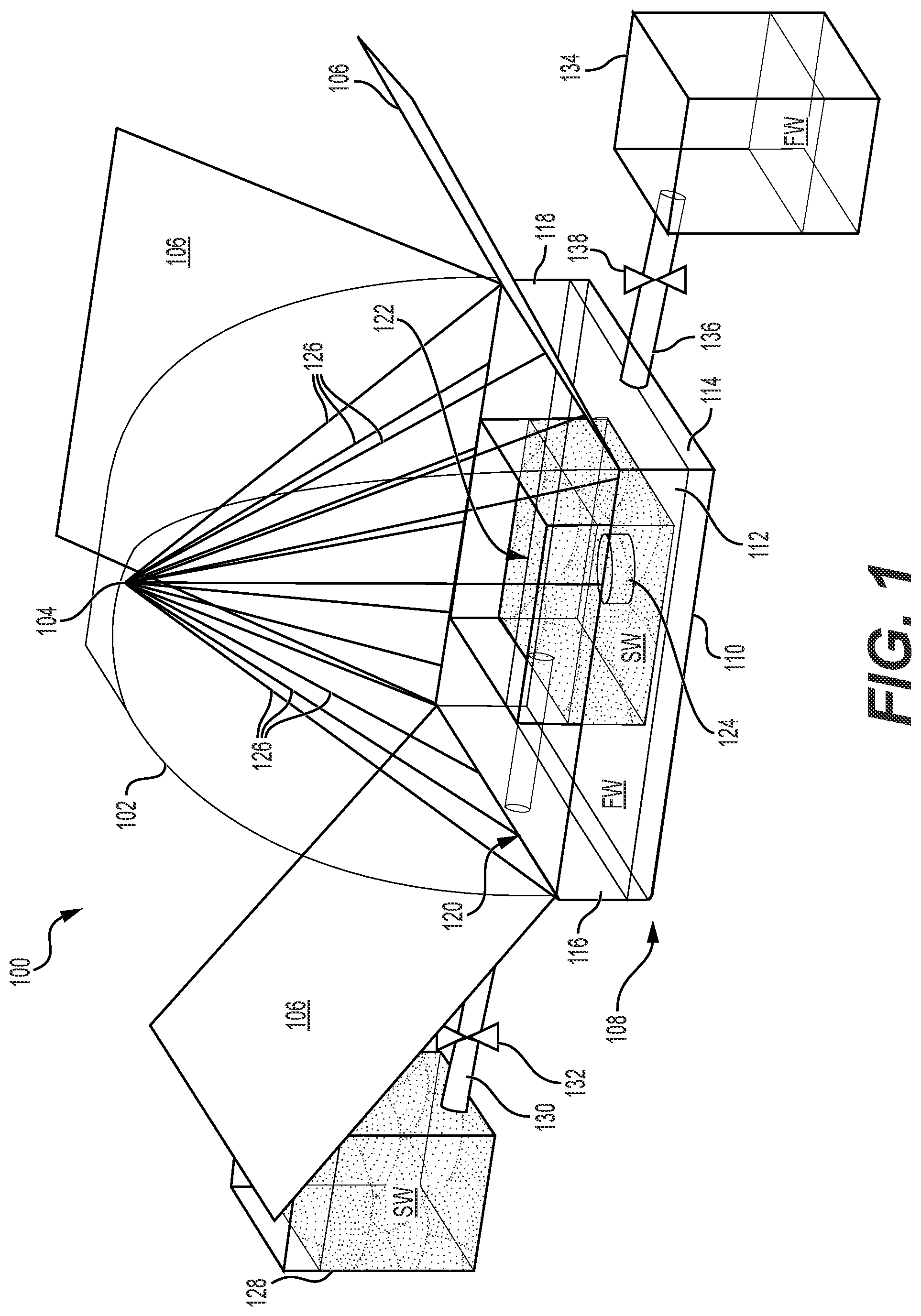 Patent US11772988 Figure 1 – Solar dome desalination system with enhanced evaporation
