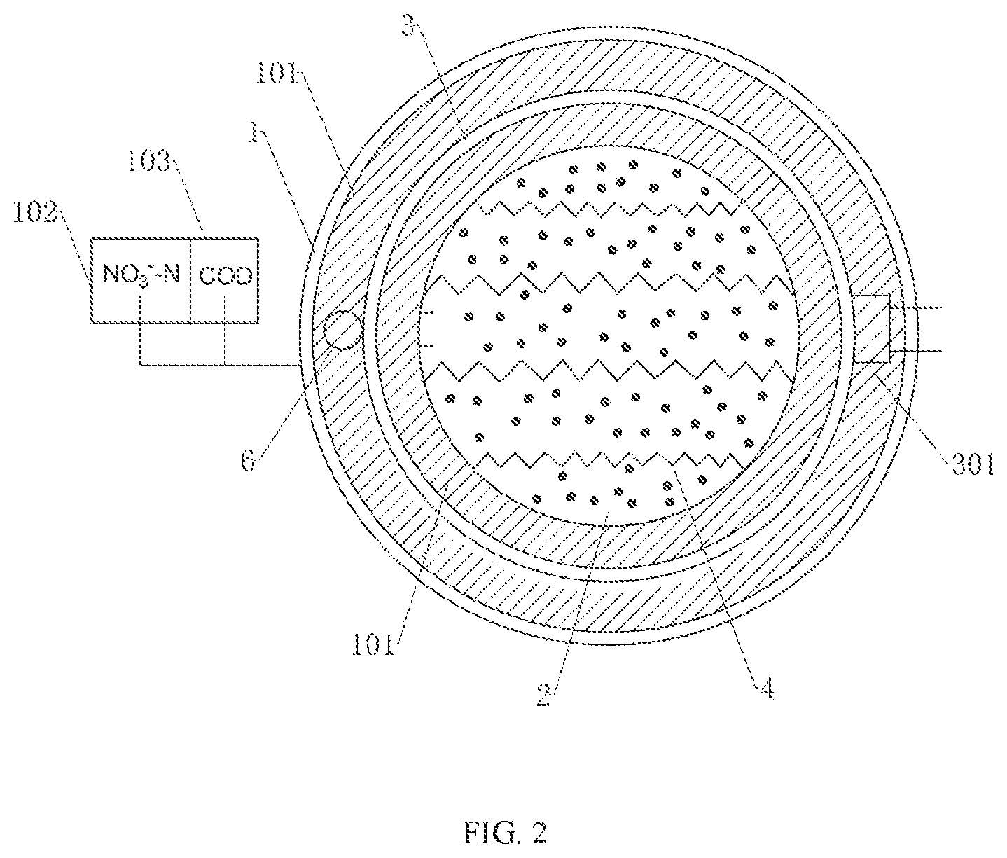 Patent US11772995 Figure 2 – Total nitrogen removal device for sewage and method for operating the same