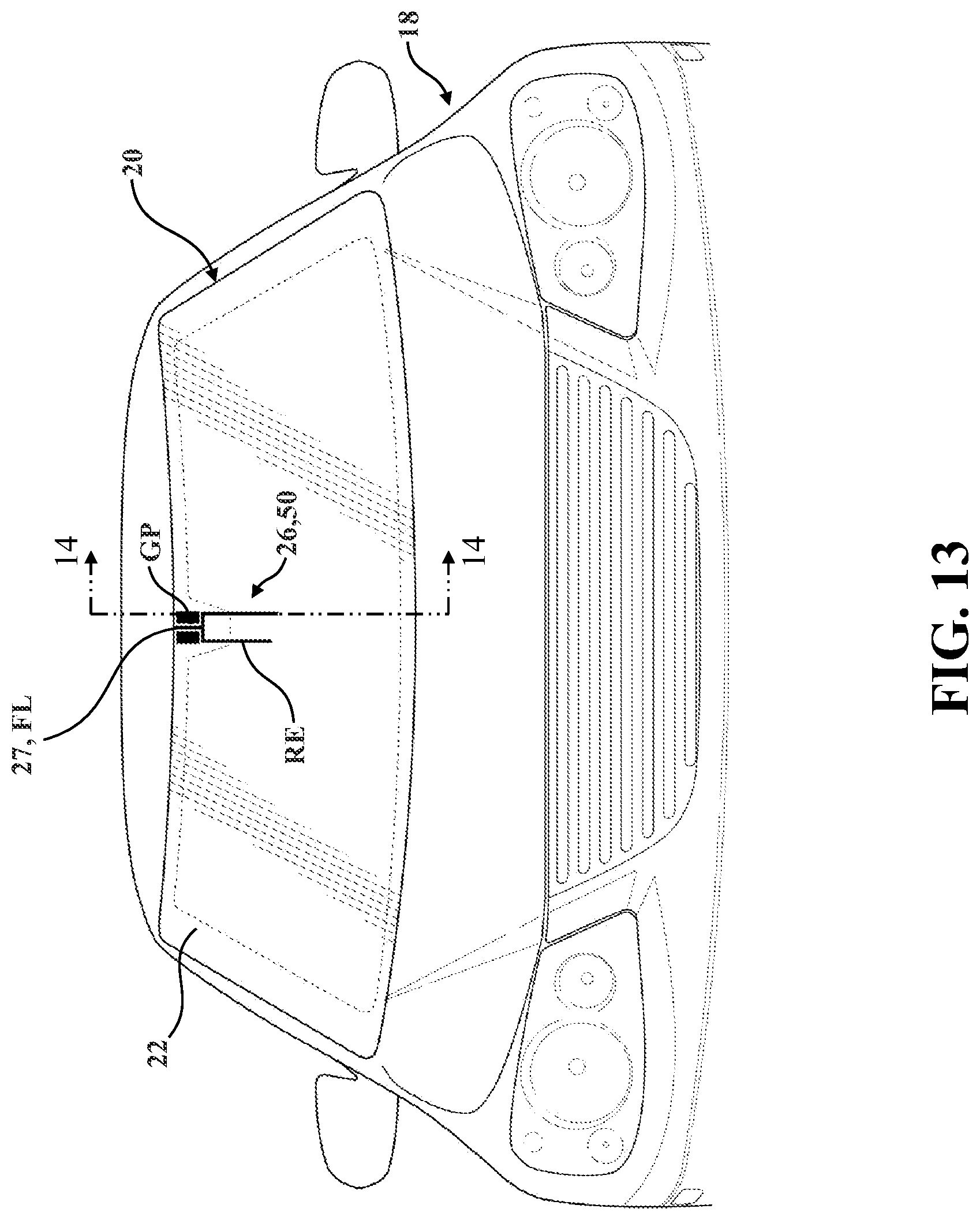 Patent US11773011 Figure 14 – Glass assembly including a conductive feature and method of manufacturing thereof
