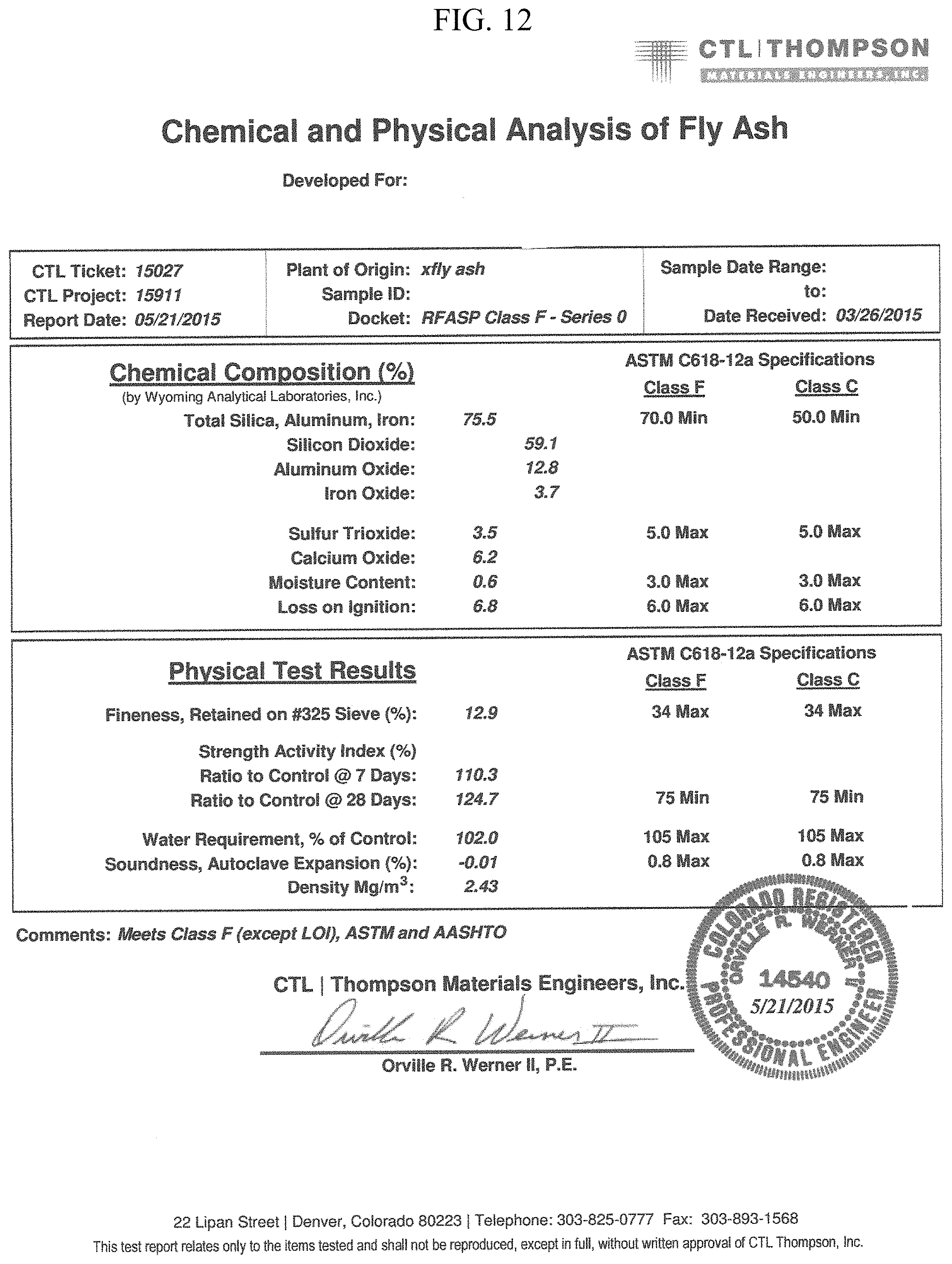 Patent US11773018 Figure 13 – Pozzolanic compositions containing coal ash and remediation agents for use in cementitious materials