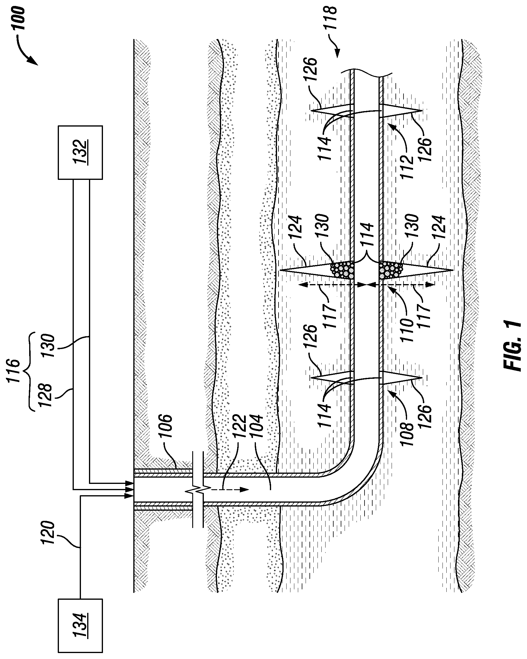 Patent US11773314 Figure 1 – Methods for fracturing a subterranean formation by using flow constraint material