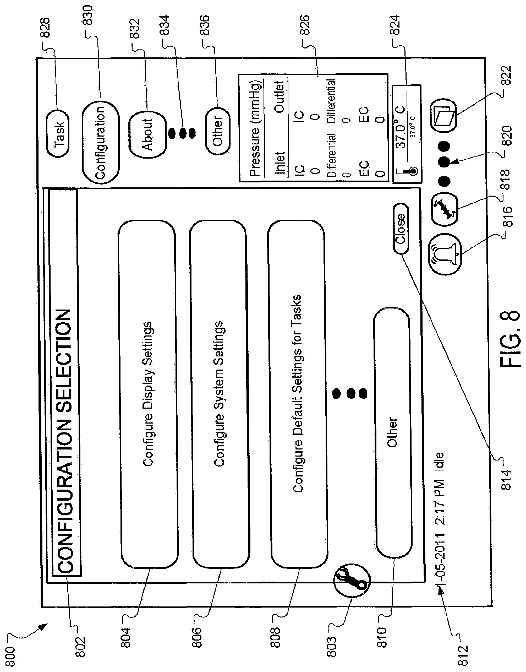 Patent US11773363 Figure 8 – Configurable methods and systems of growing and harvesting cells in a hollow fiber bioreactor system