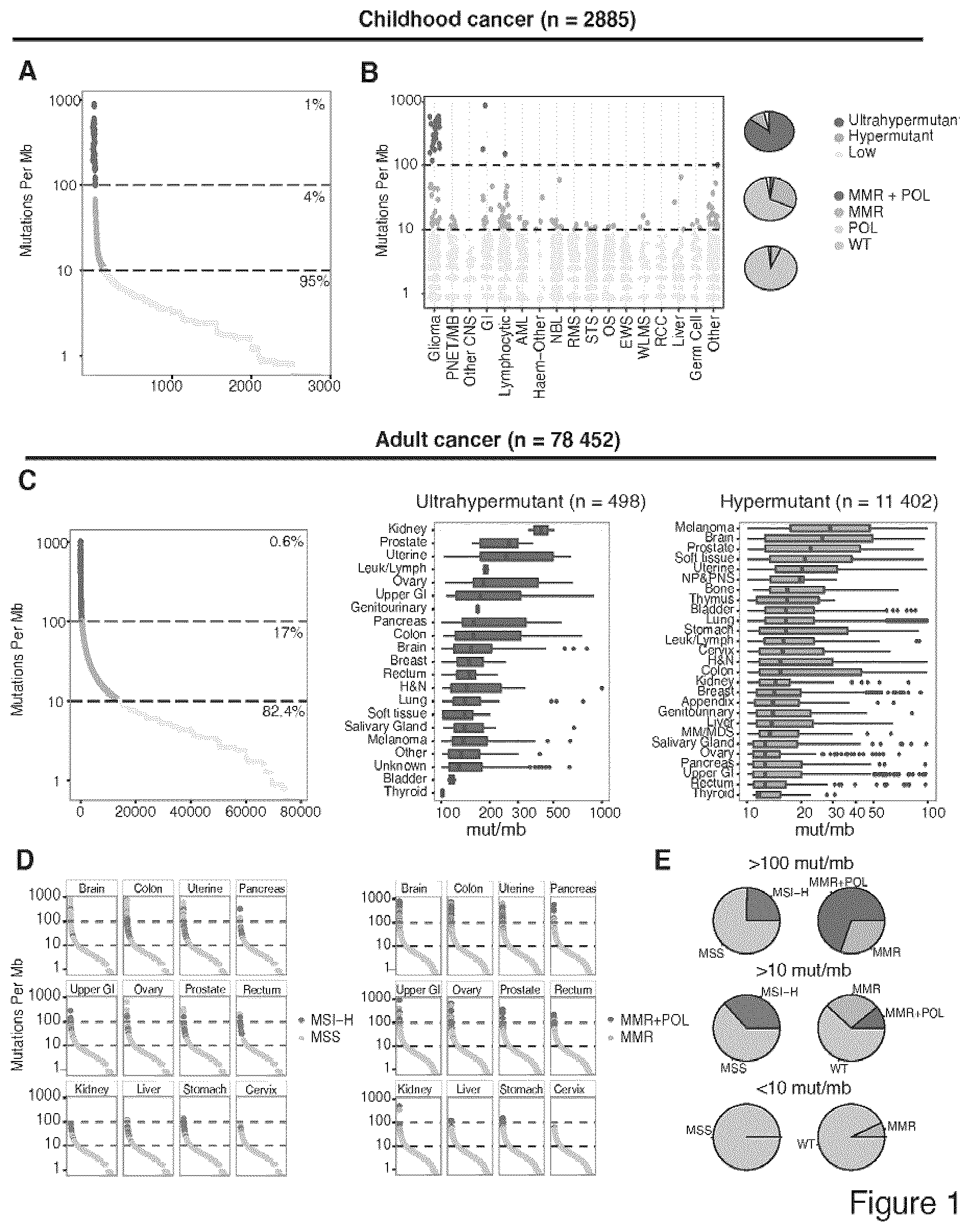 Patent US11773449 Figure 1 – Profiling and treatment of hypermutant cancer