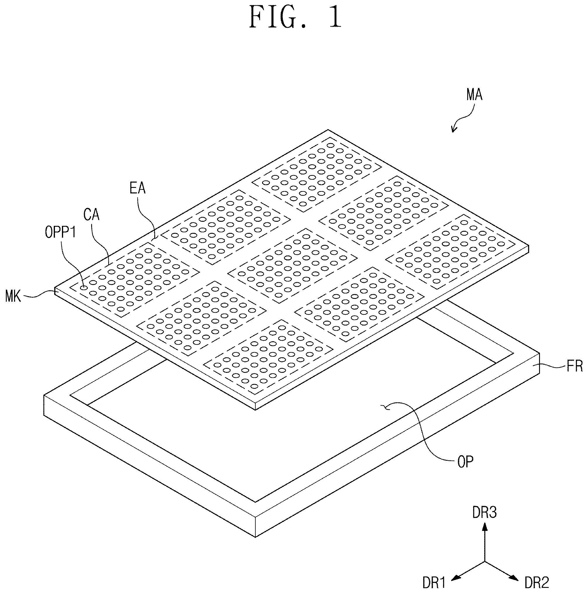Patent US11773478 Figure 1 – Mask, method of providing mask, and method of providing display panel using the same