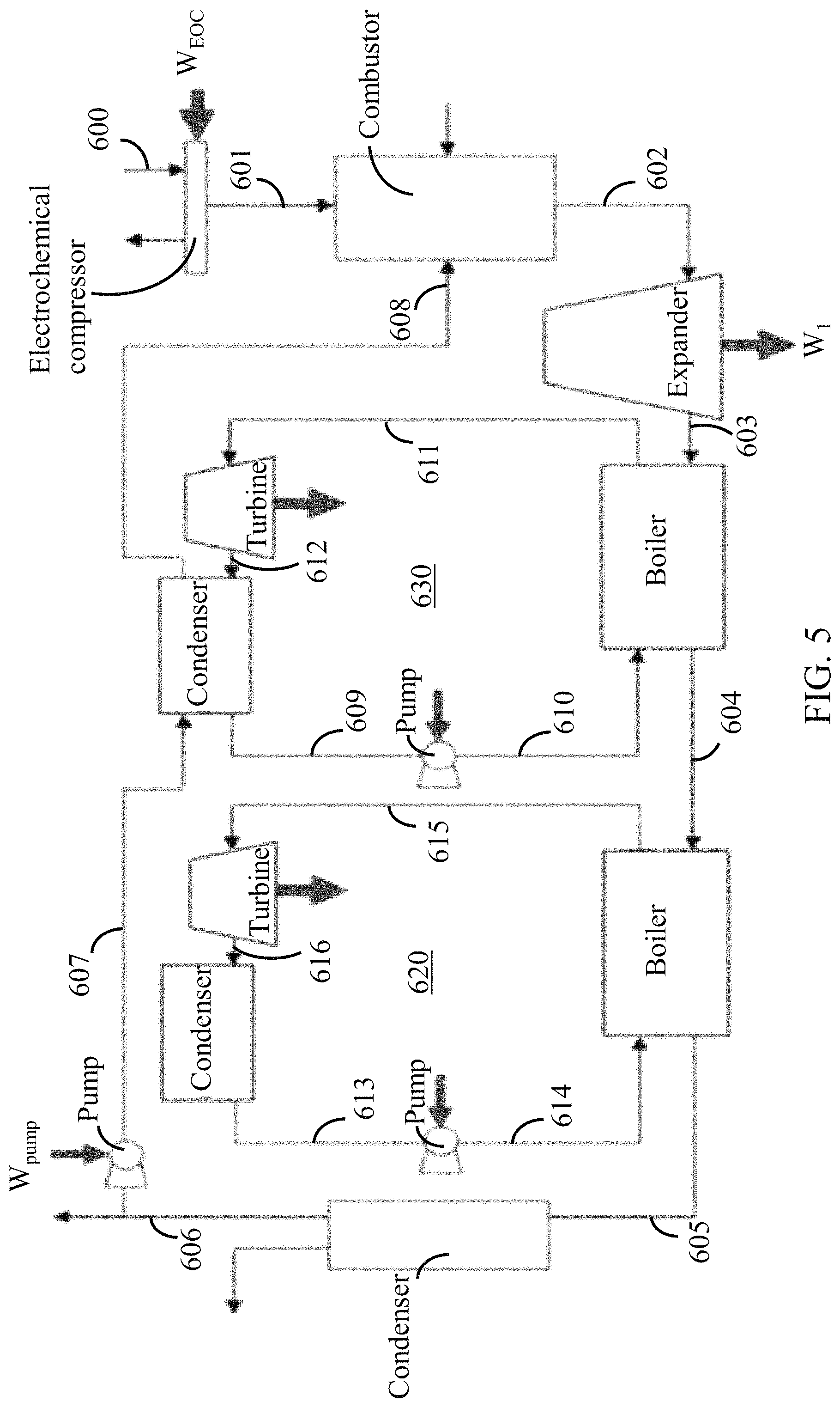 Patent US11773497 Figure 5 – Combined cycle power system