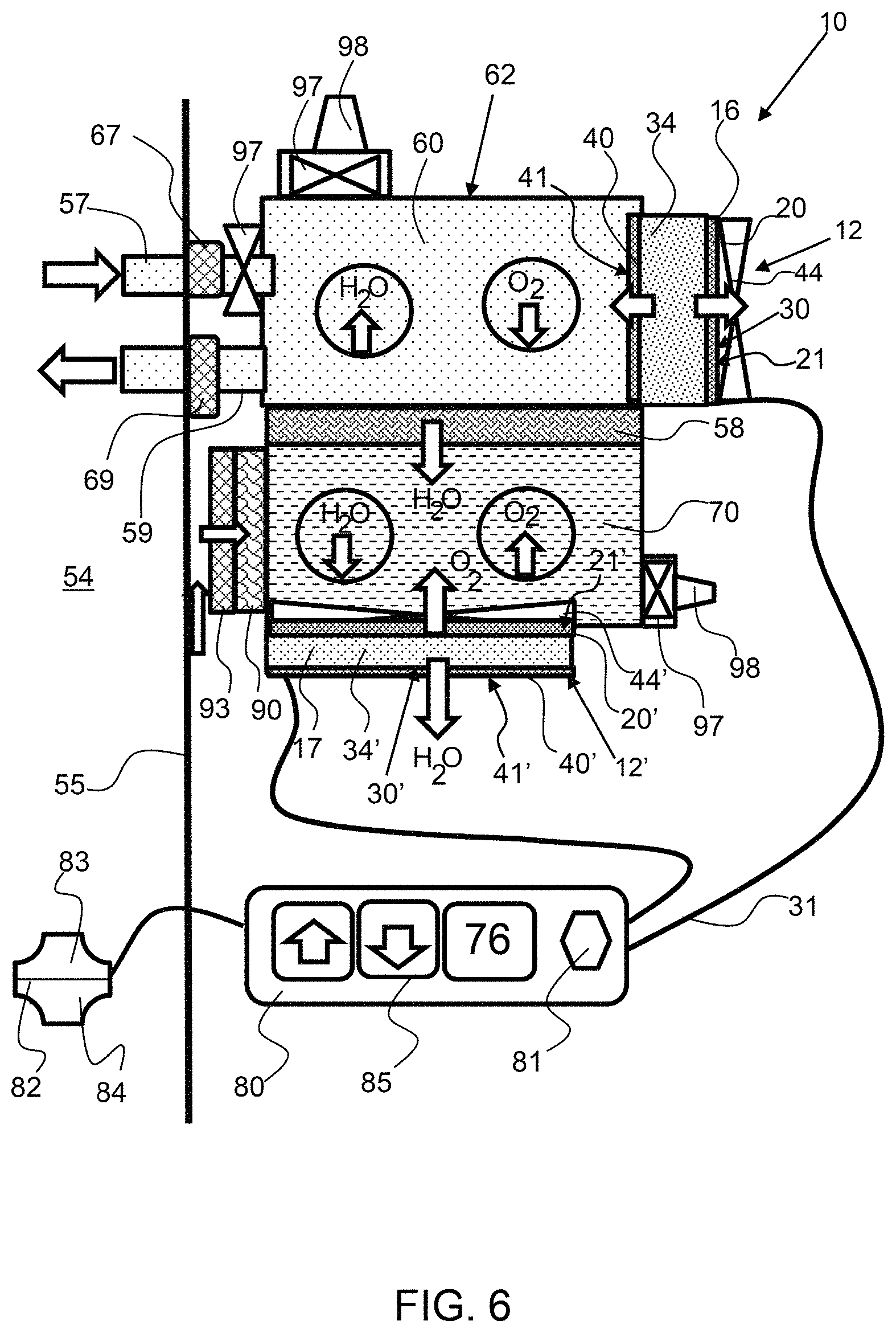 Patent US11773498 Figure 6 – Environment control system utilizing an electrochemical cell