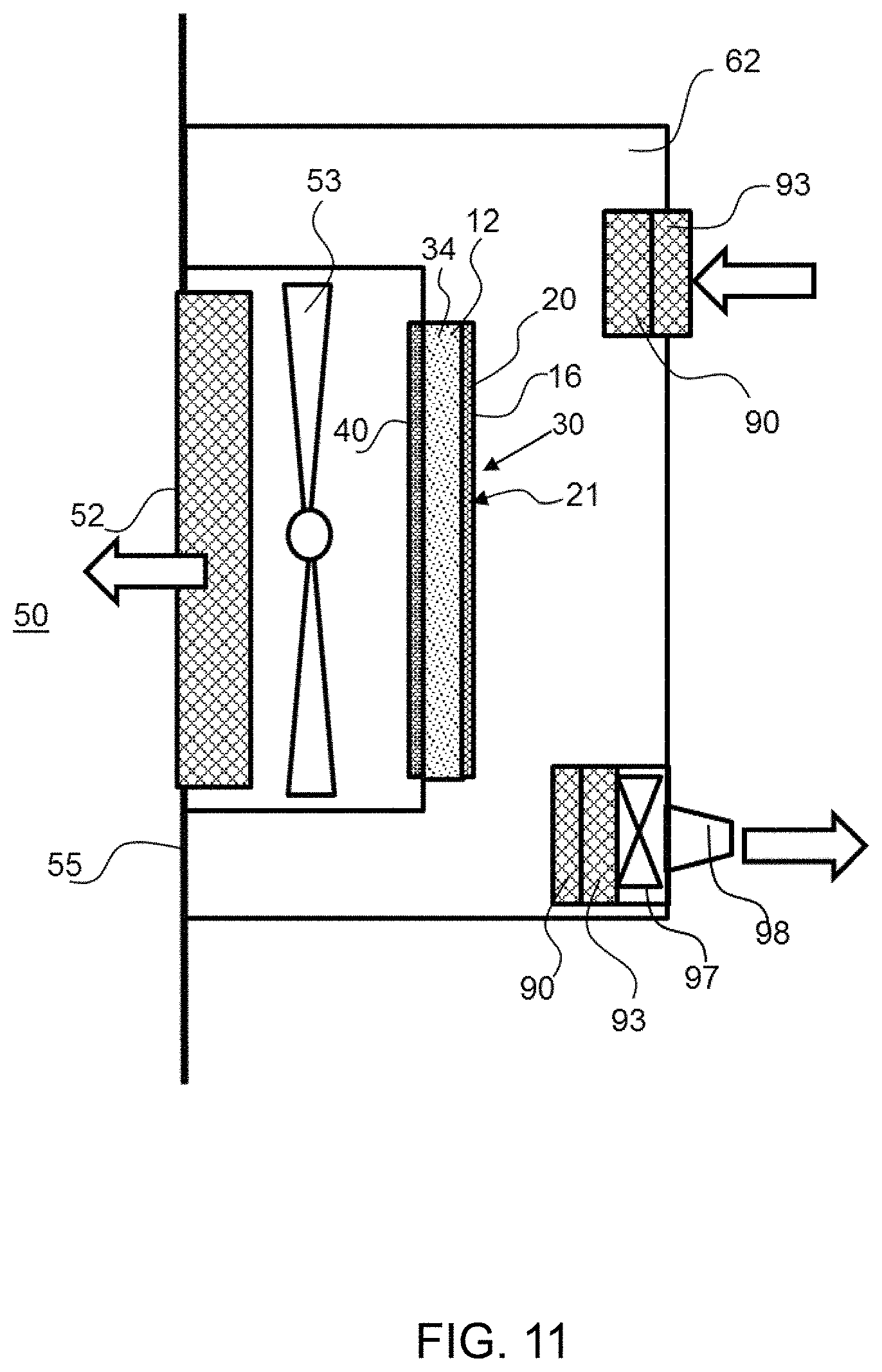 Patent US11773498 Figure 11 – Environment control system utilizing an electrochemical cell