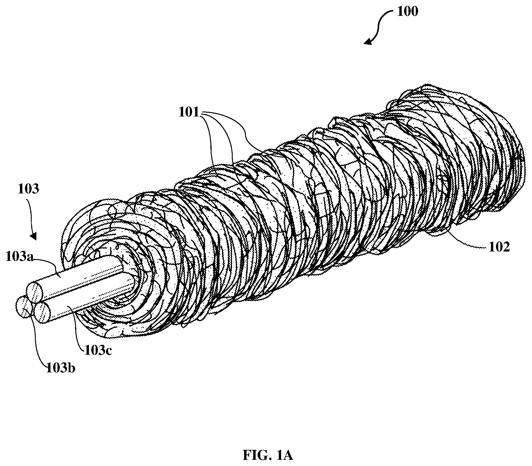 Patent US11773515 Figure 1 – Single, multi-effect, energy harvesting and heat managing spun yarn and manufacturing method thereof