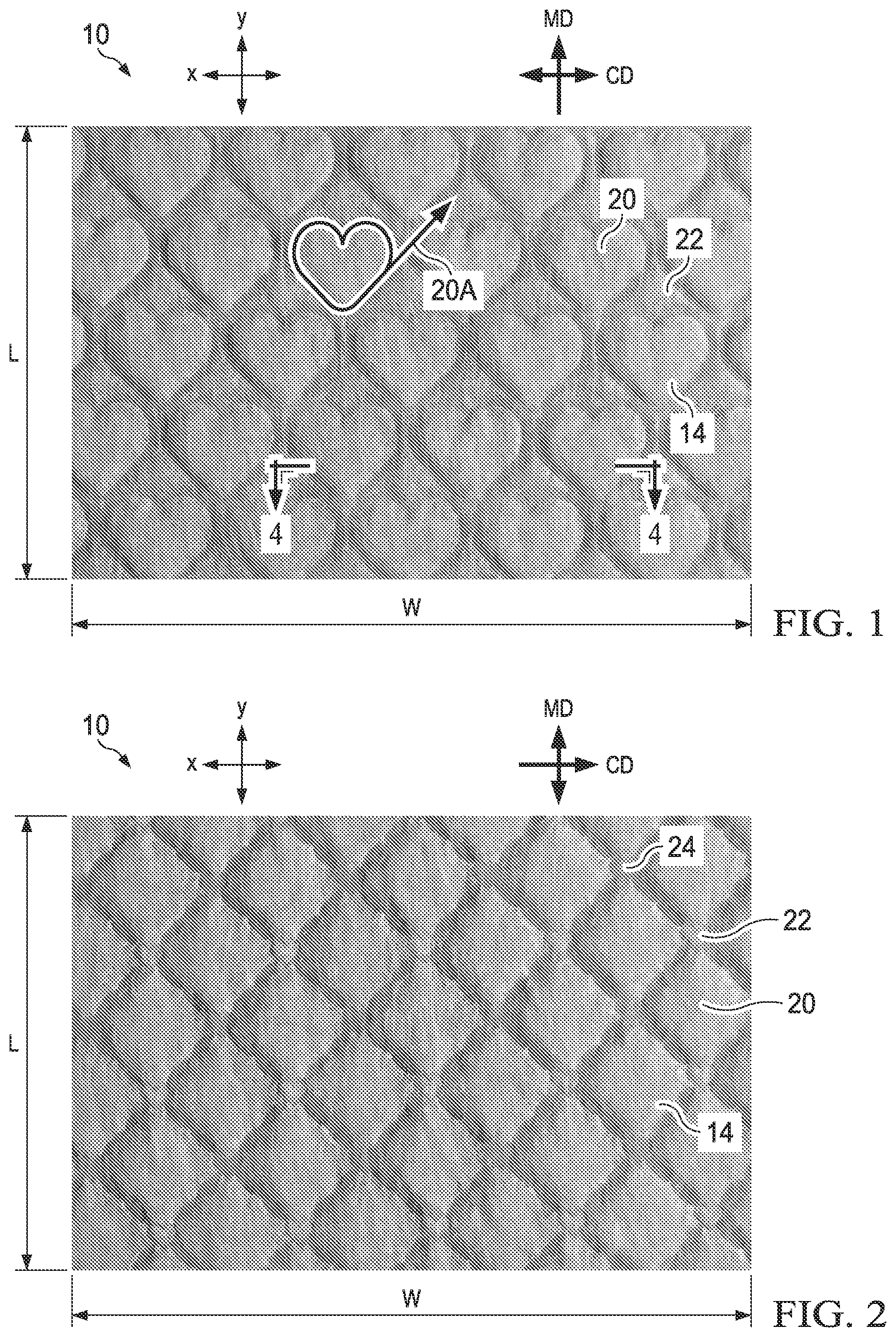 Patent US11773521 Figure 1 – Shaped nonwoven