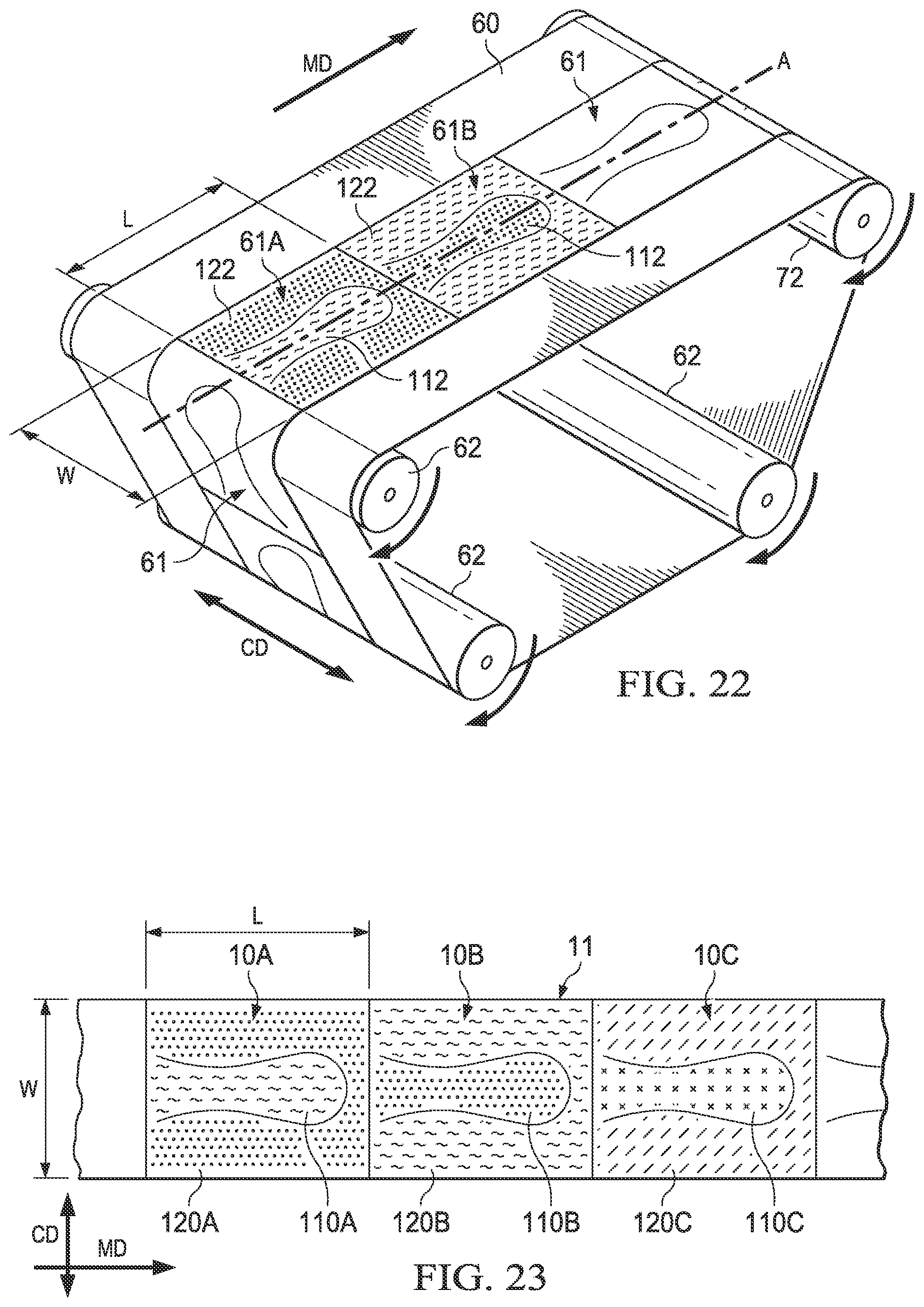 Patent US11773521 Figure 15 – Shaped nonwoven