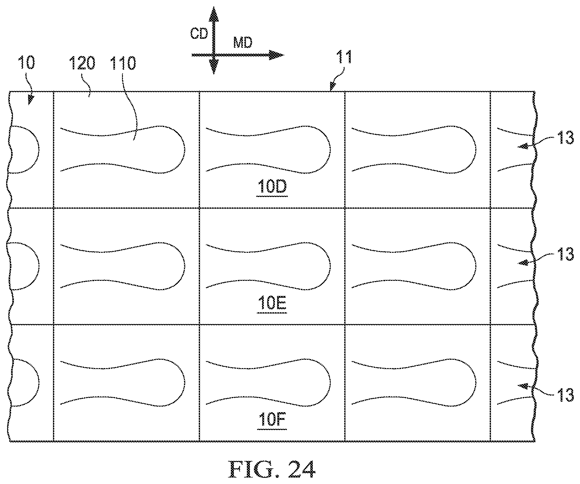 Patent US11773521 Figure 16 – Shaped nonwoven