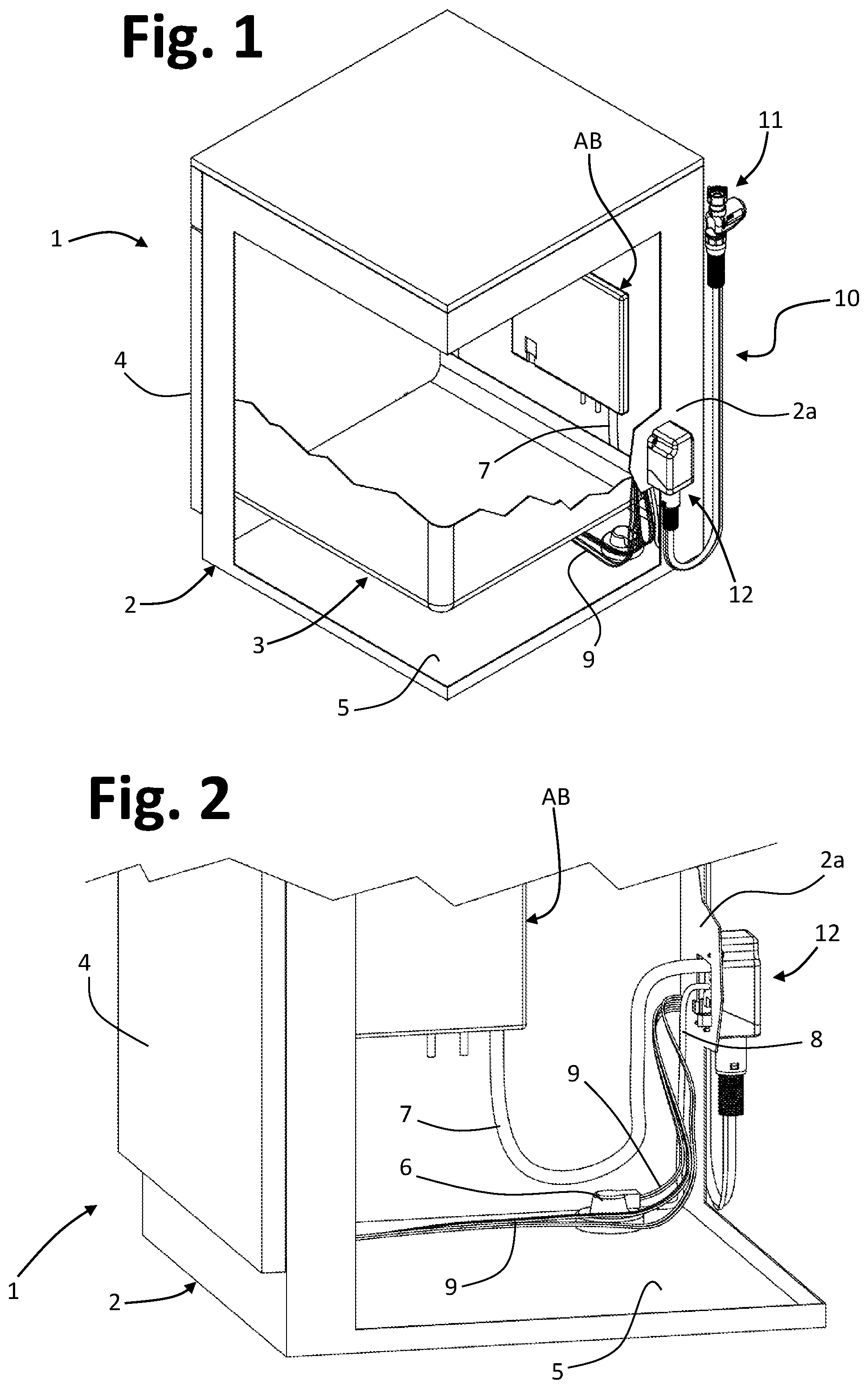 Patent US11773528 Figure 1 – Safety device against leaks of liquid for liquid-conducting household appliances