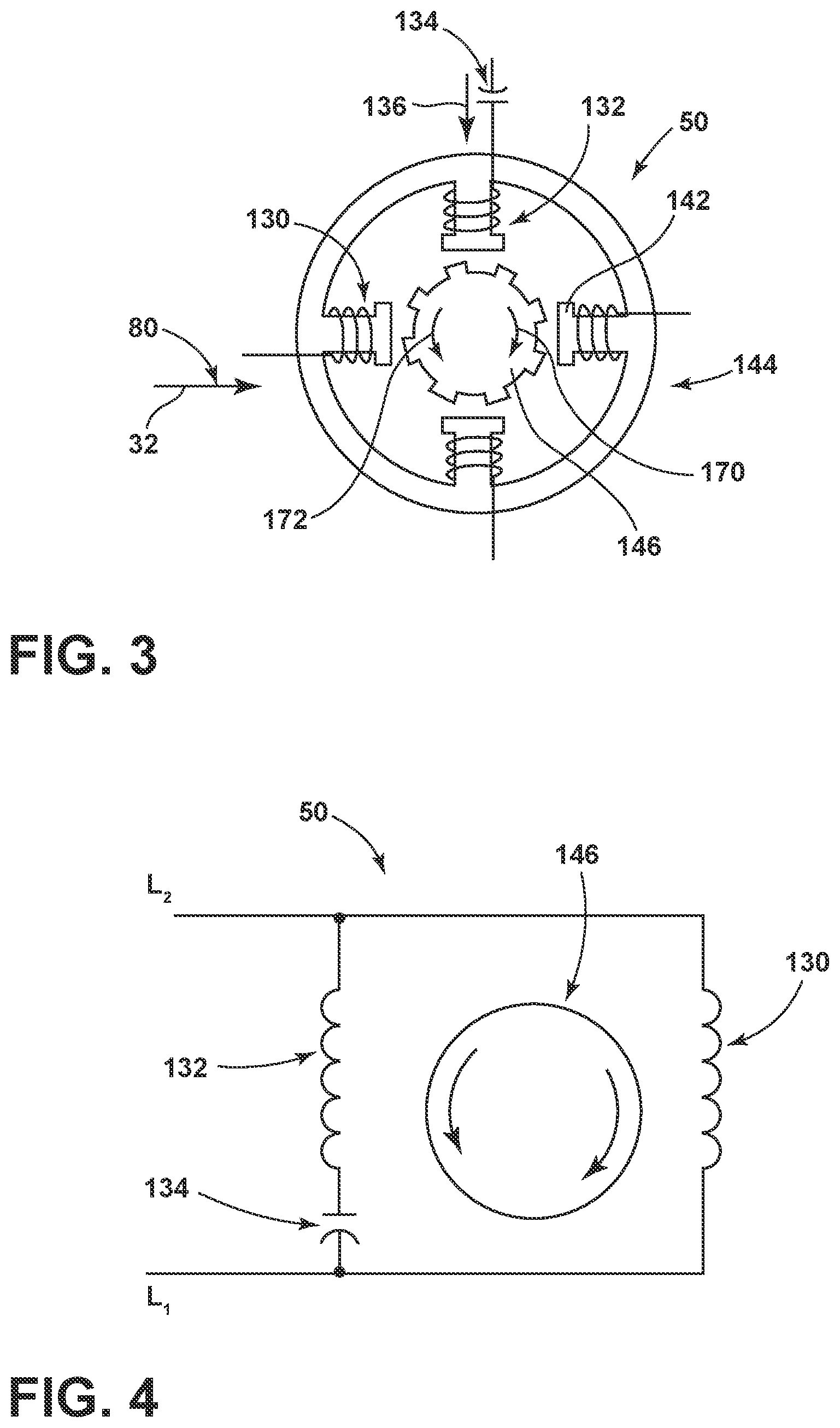Patent US11773530 Figure 3 – Laundry appliance utilizing a permanent split capacitor motor having a sensor for providing temperature control within the appliance