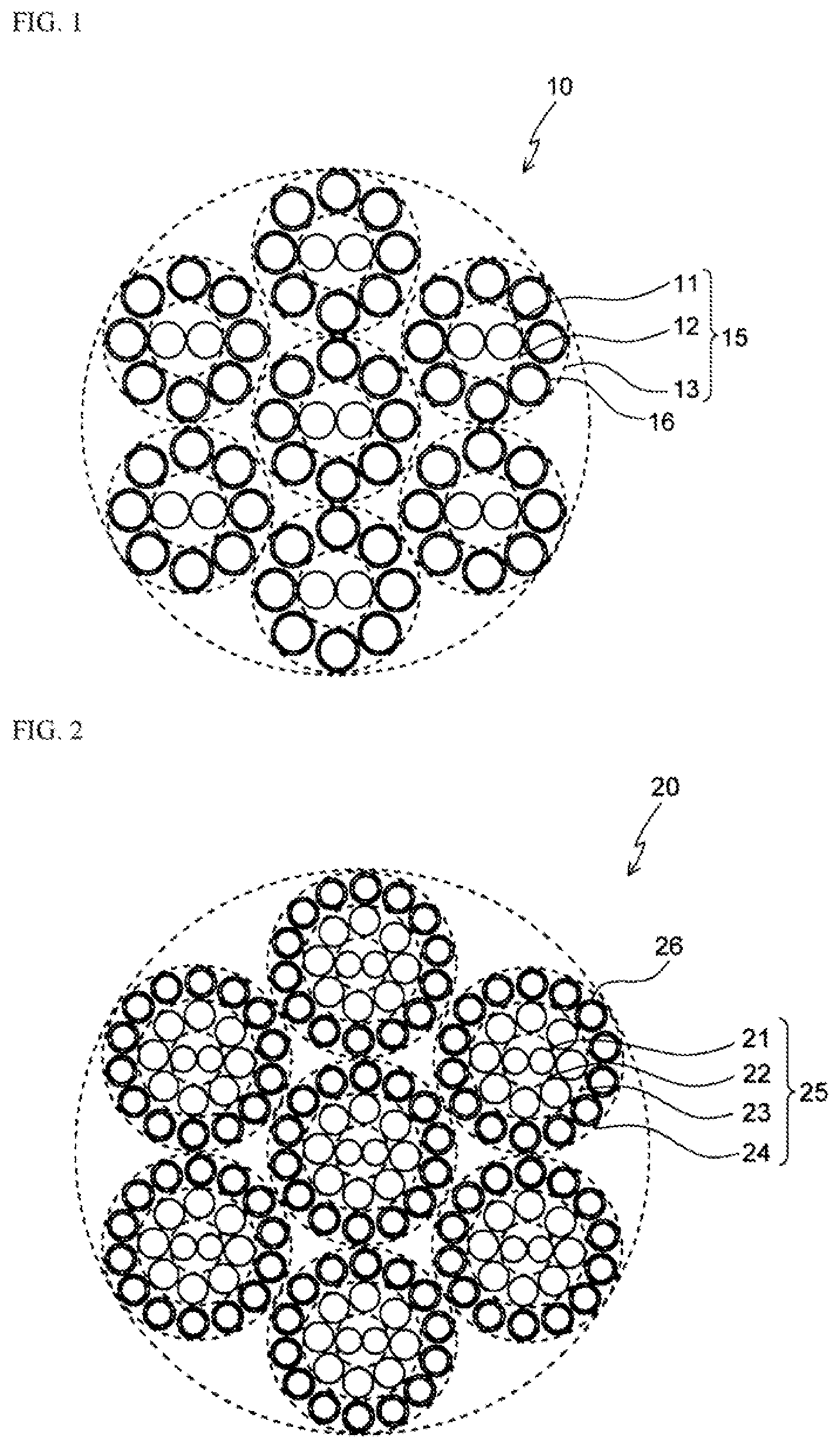 Patent US11773534 Figure 1 – Metal cord, metal cord/rubber composite and conveyor belt
