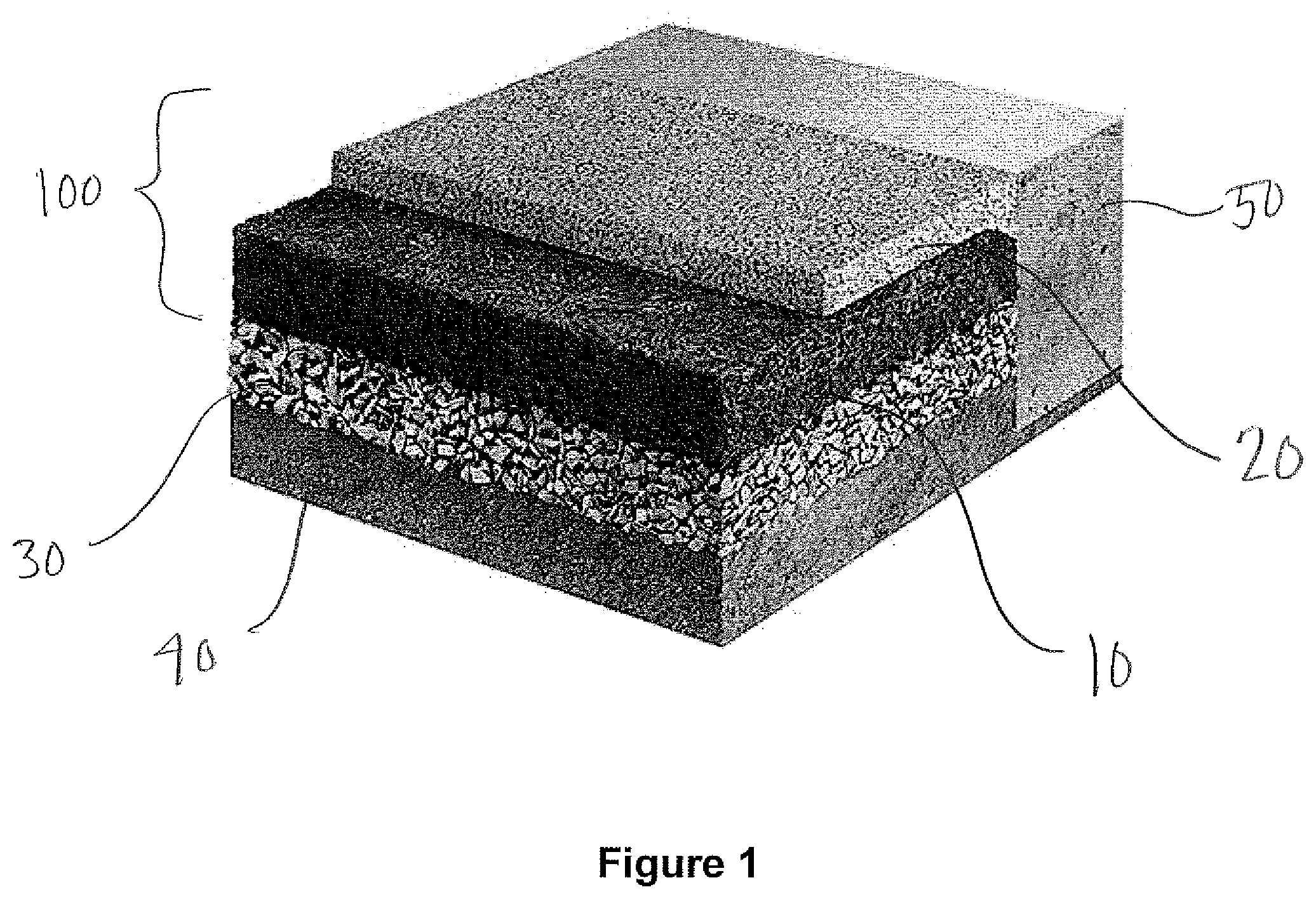 Patent US11773543 Figure 1 – Protective surface and cushion layer used in such a surface