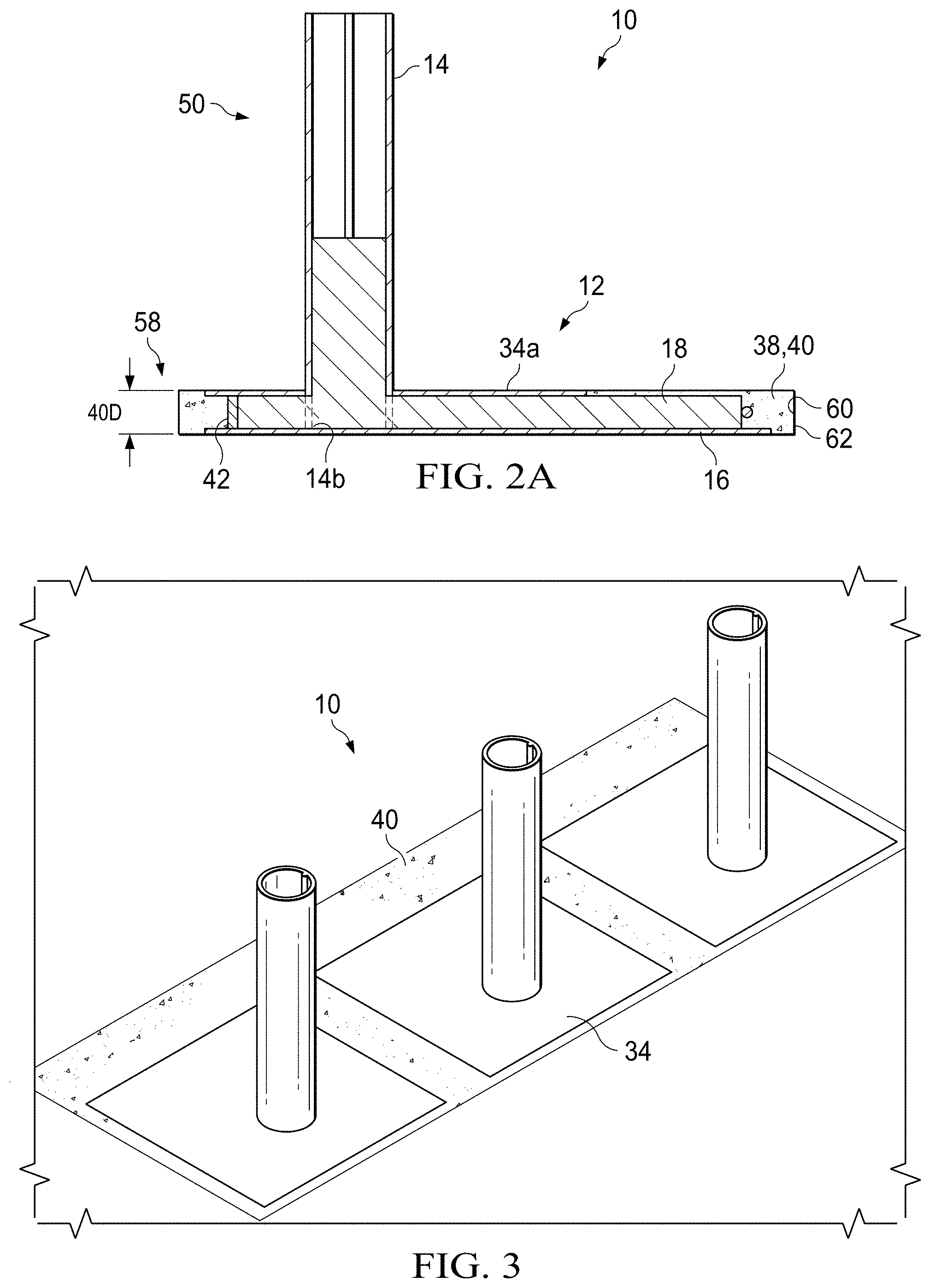 Patent US11773547 Figure 3 – Shallow mount bollard