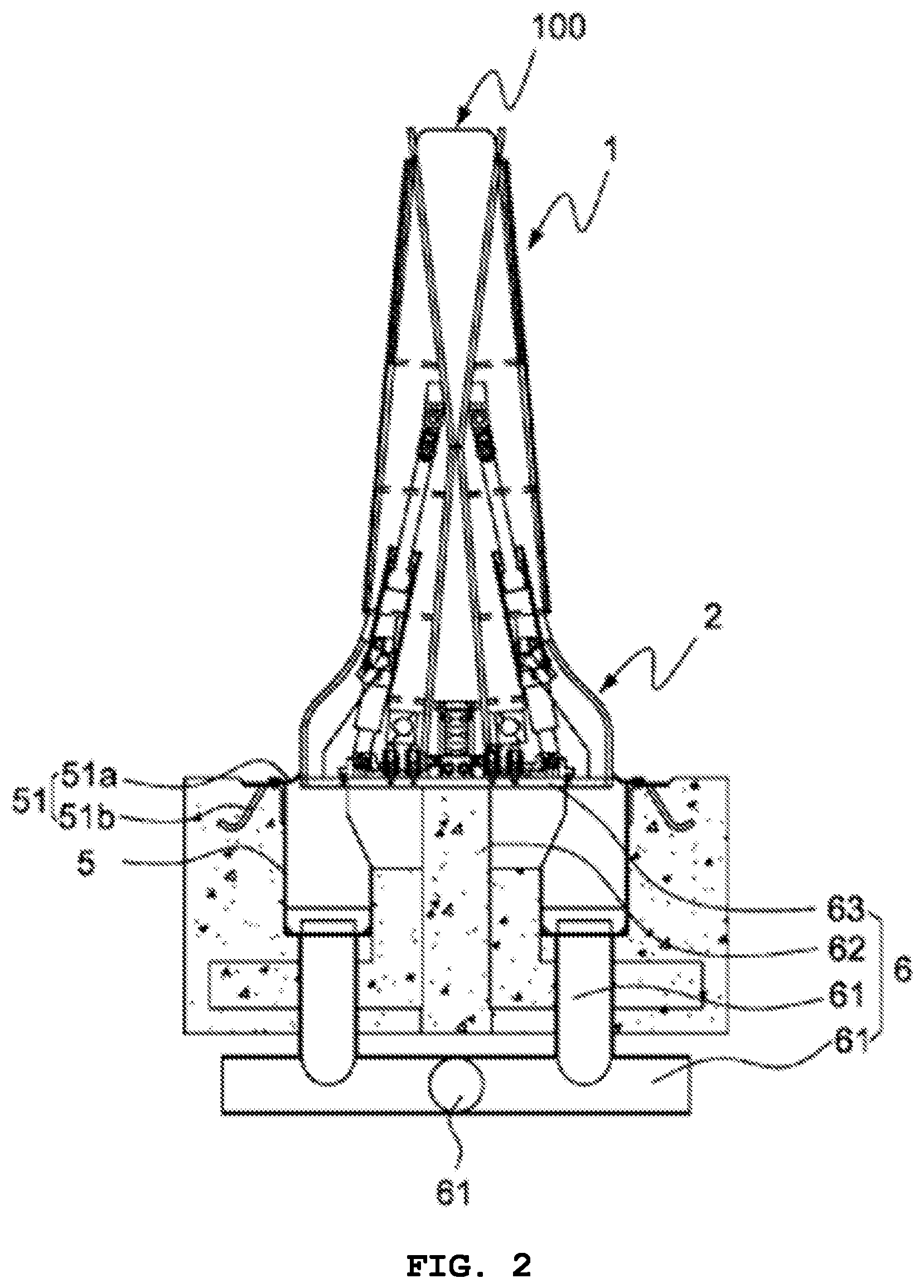 Patent US11773550 Figure 2 – Rotational deck with shock-reducing front block of emergency vehicle return apparatus for median strip