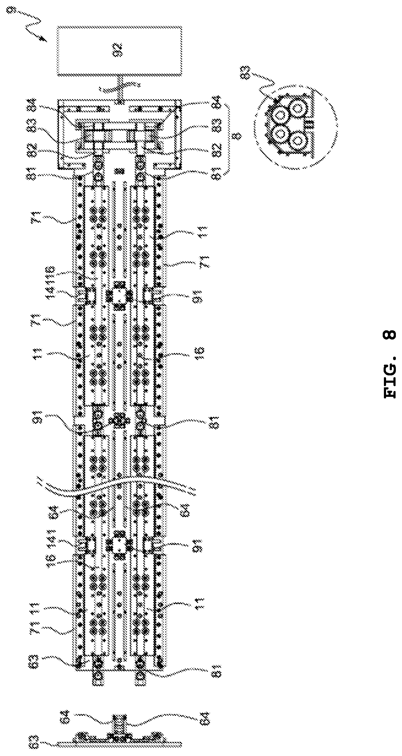 Patent US11773550 Figure 8 – Rotational deck with shock-reducing front block of emergency vehicle return apparatus for median strip