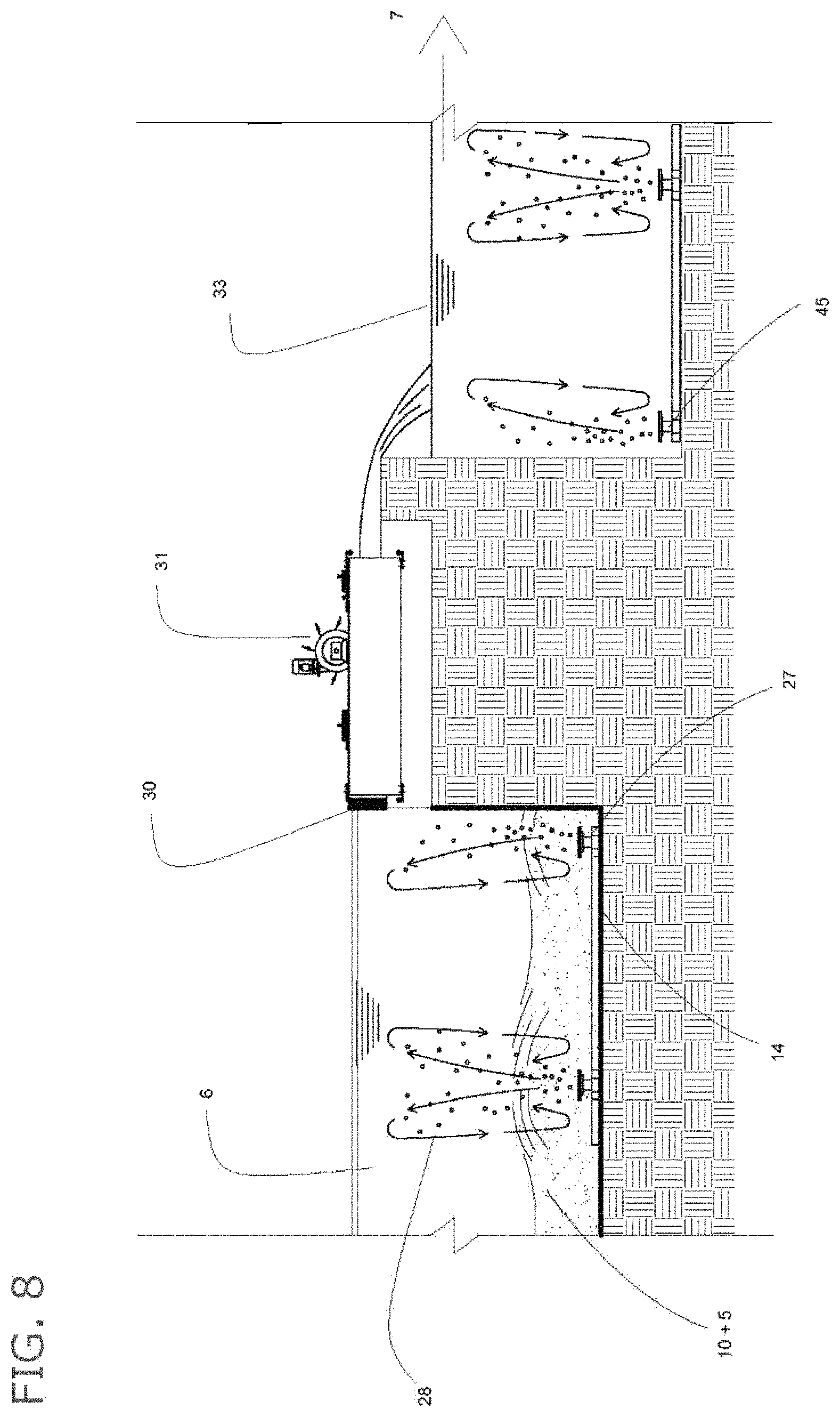Patent US11773552 Figure 8 – Process of implementation of artificial beach of running water for recreation