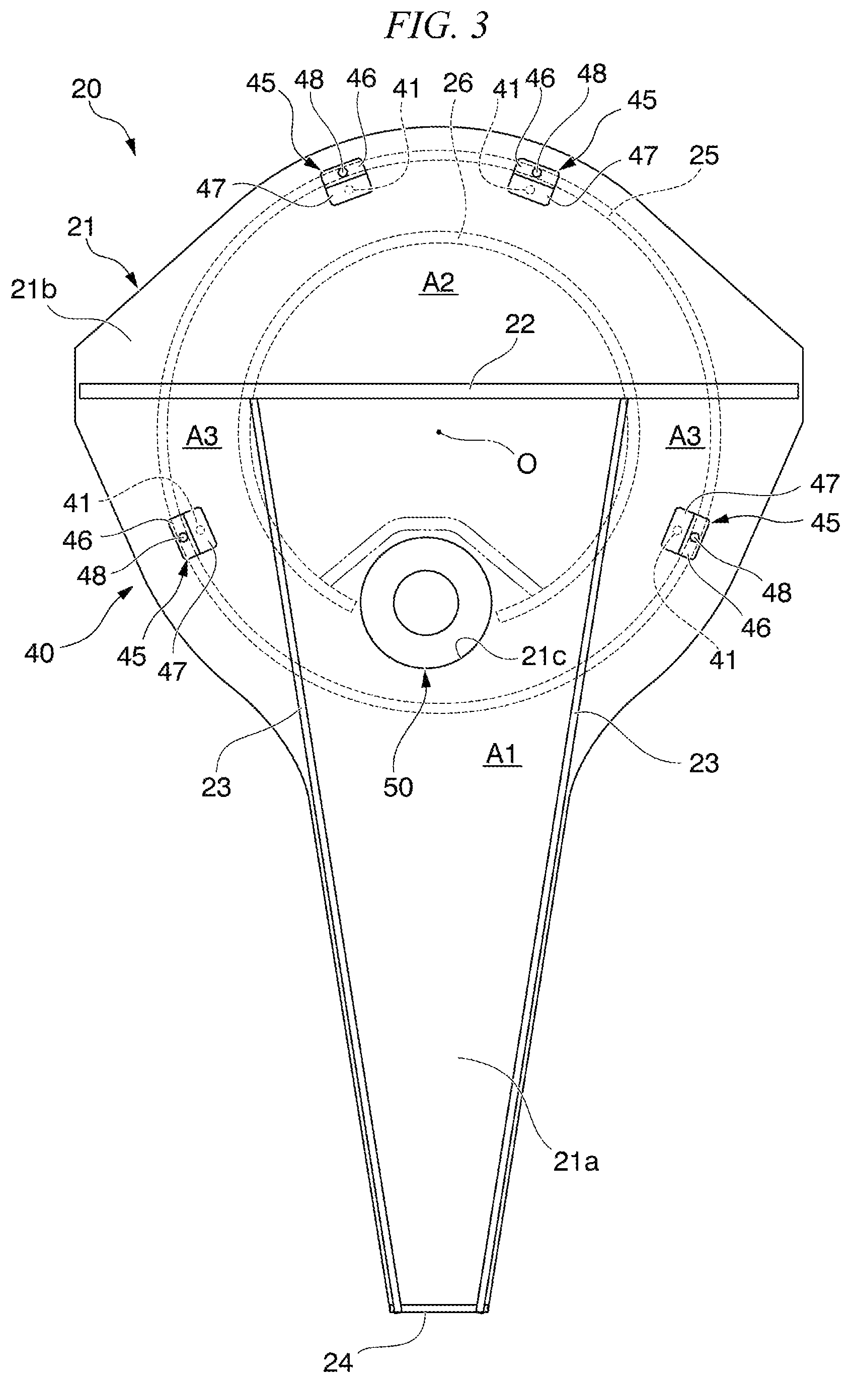 Patent US11773564 Figure 2 – Work equipment for motor grader