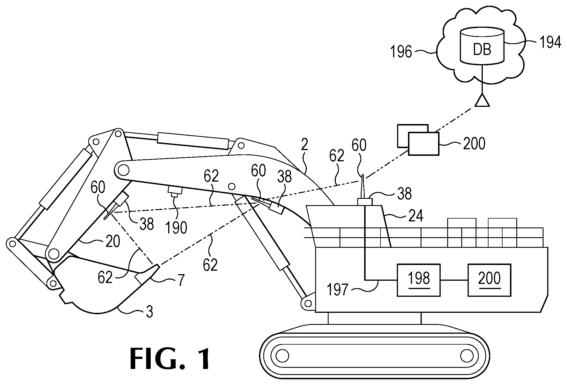Patent US11773570 Figure 1 – Monitoring ground engaging products for earth working equipment