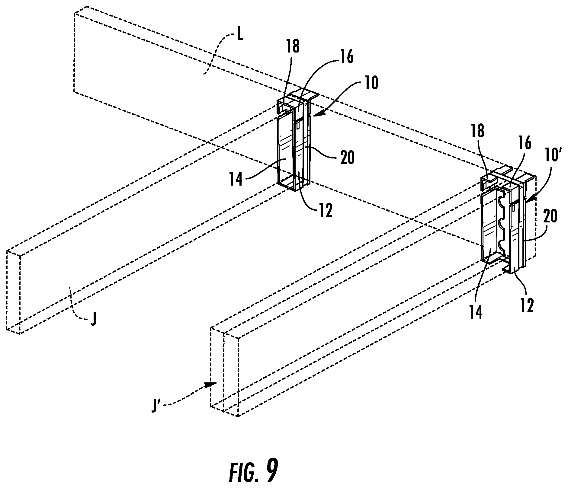 Patent US11773582 Figure 9 – Expandable hanger for beam