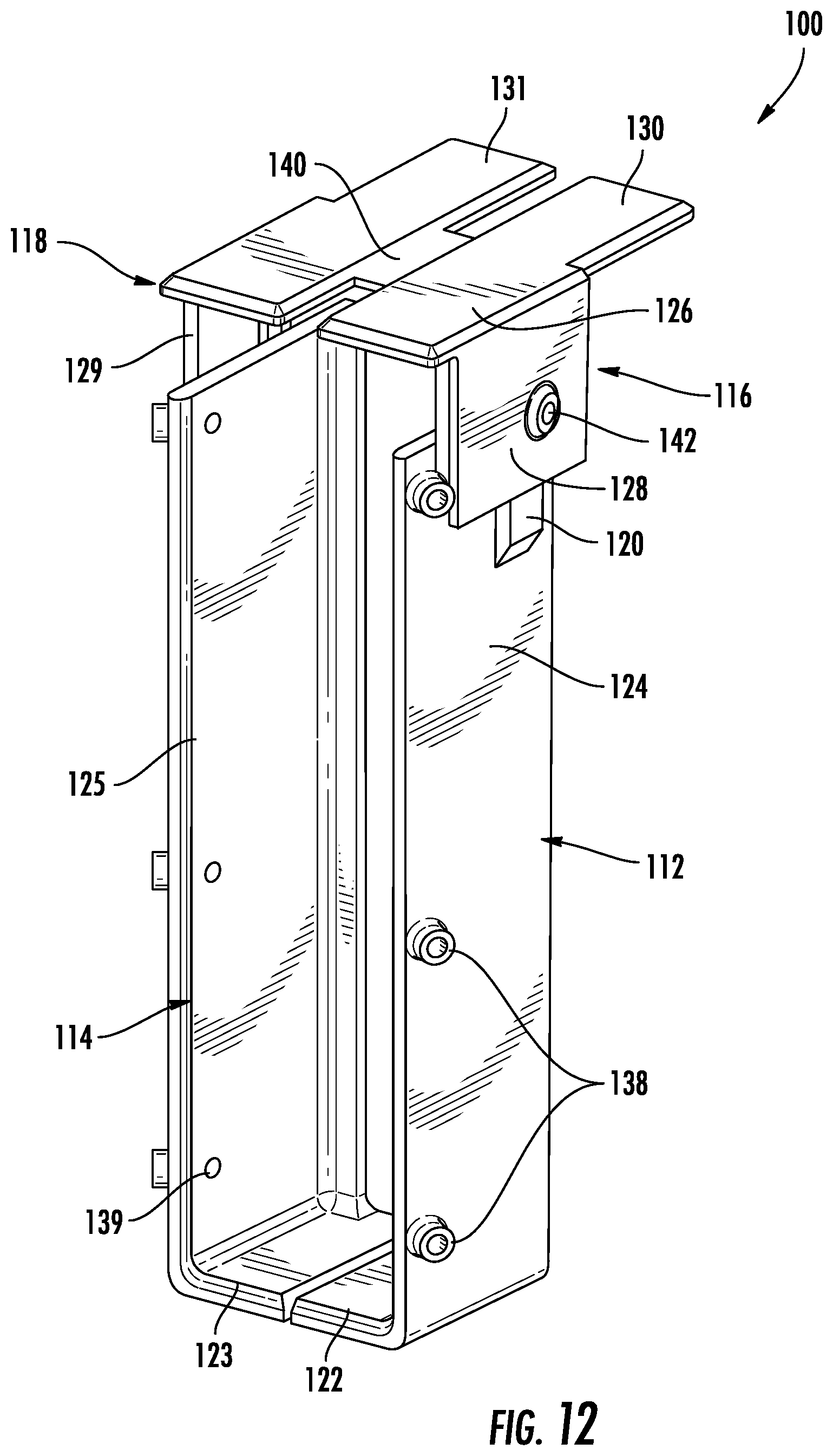 Patent US11773582 Figure 12 – Expandable hanger for beam