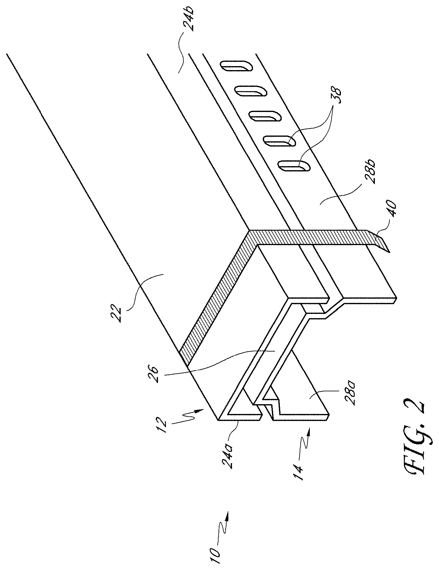 Patent US11773587 Figure 2 – Two-piece track system