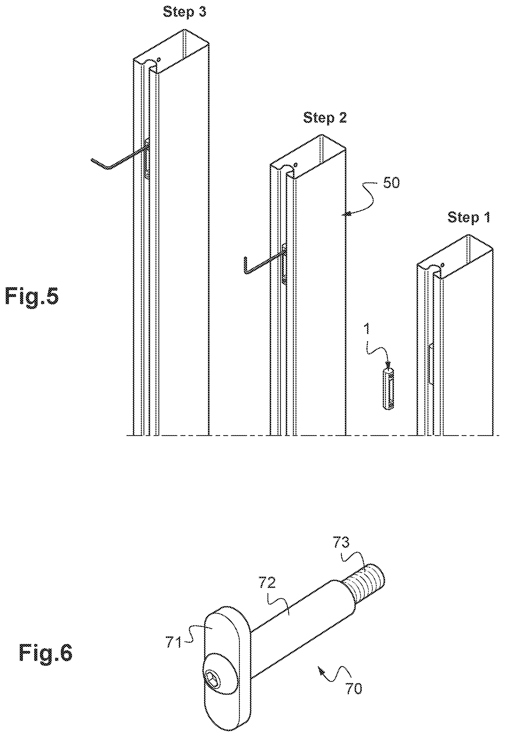 Patent US11773588 Figure 3 – Toggle insert for receiving a toggle assembly in a steel curtain wall structure