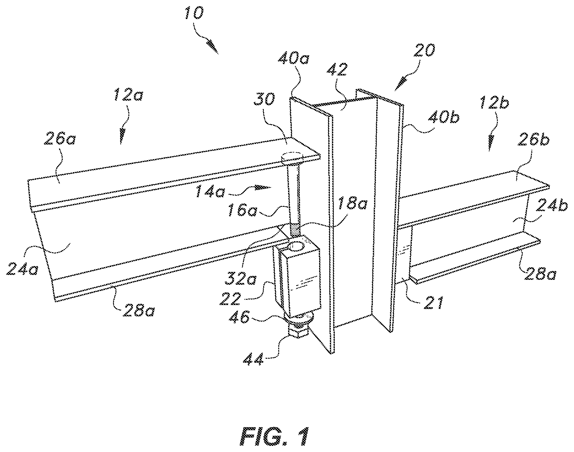 Patent US11773593 Figure 1 – Shear beam-column connection