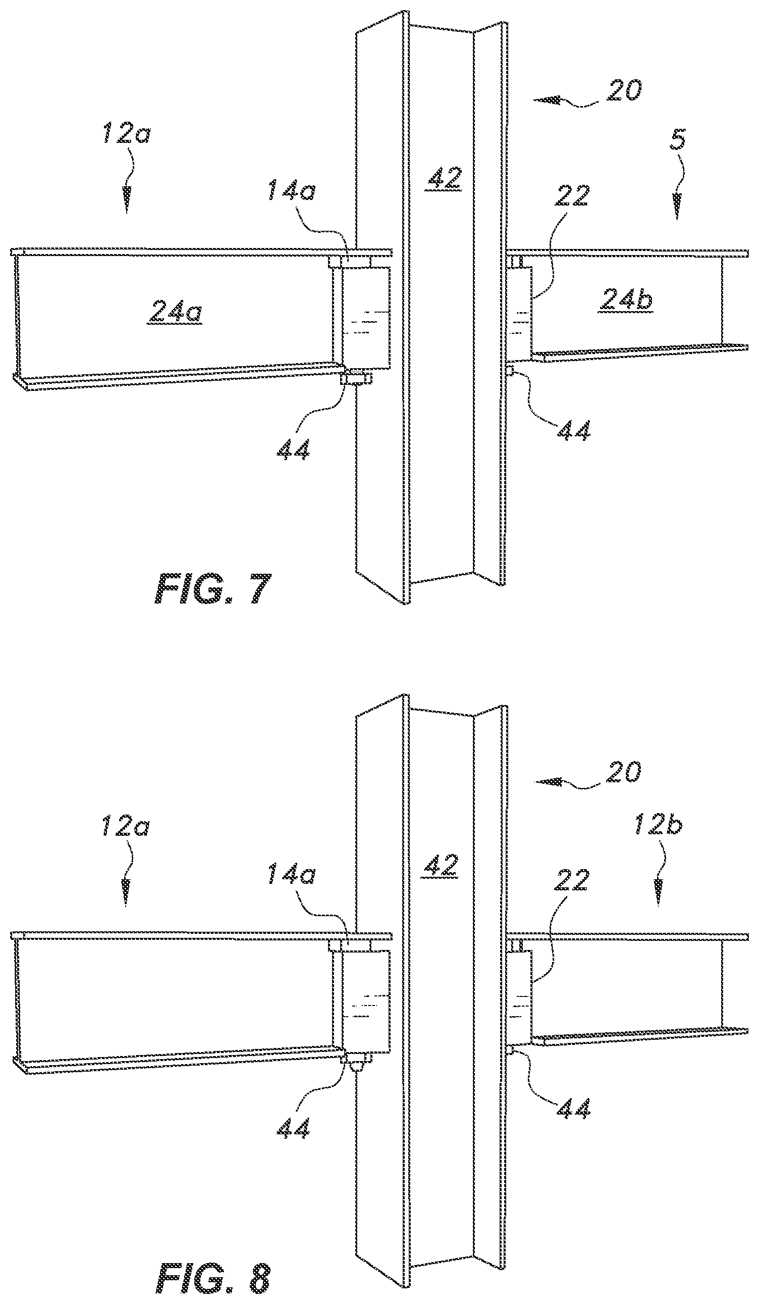 Patent US11773593 Figure 5 – Shear beam-column connection