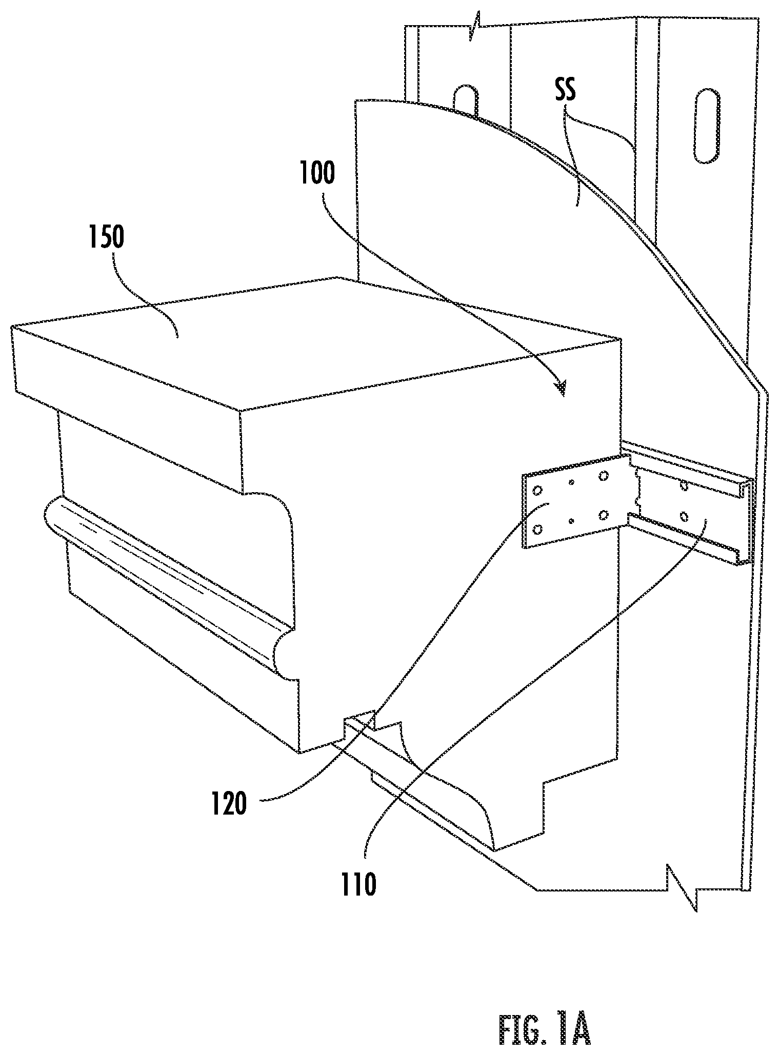 Patent US11773599 Figure 1 – Systems, devices, and methods for mounting a lightweight architectural masonry product to a building