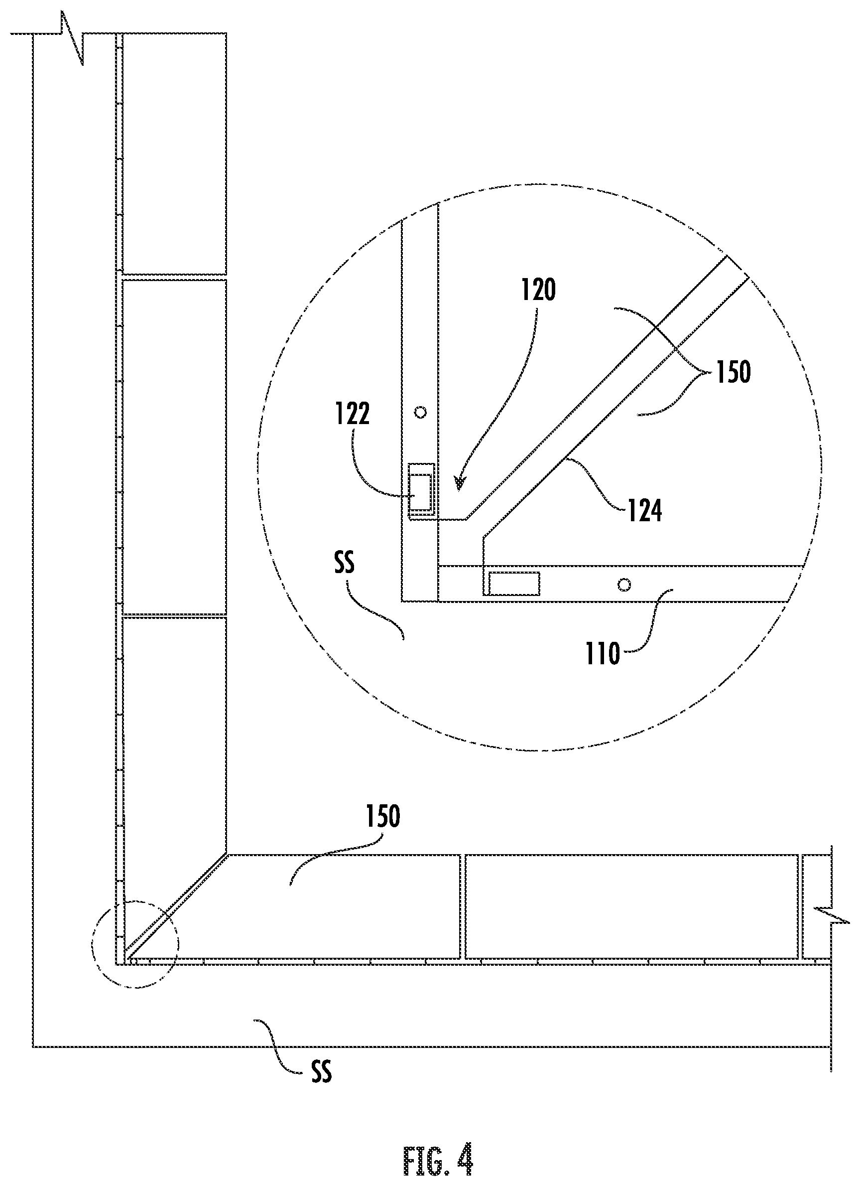 Patent US11773599 Figure 5 – Systems, devices, and methods for mounting a lightweight architectural masonry product to a building