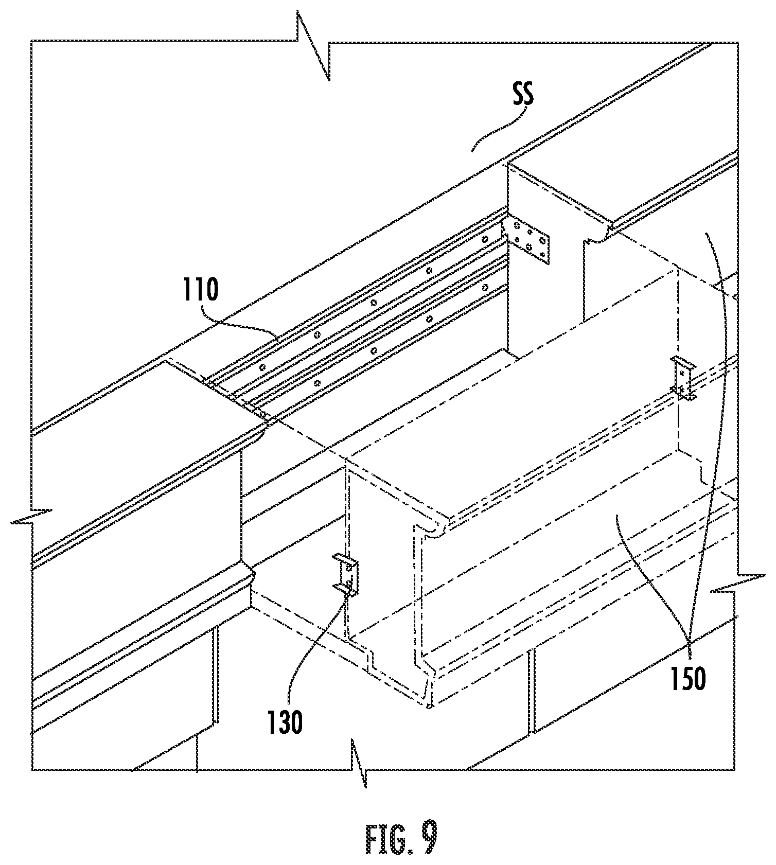 Patent US11773599 Figure 11 – Systems, devices, and methods for mounting a lightweight architectural masonry product to a building